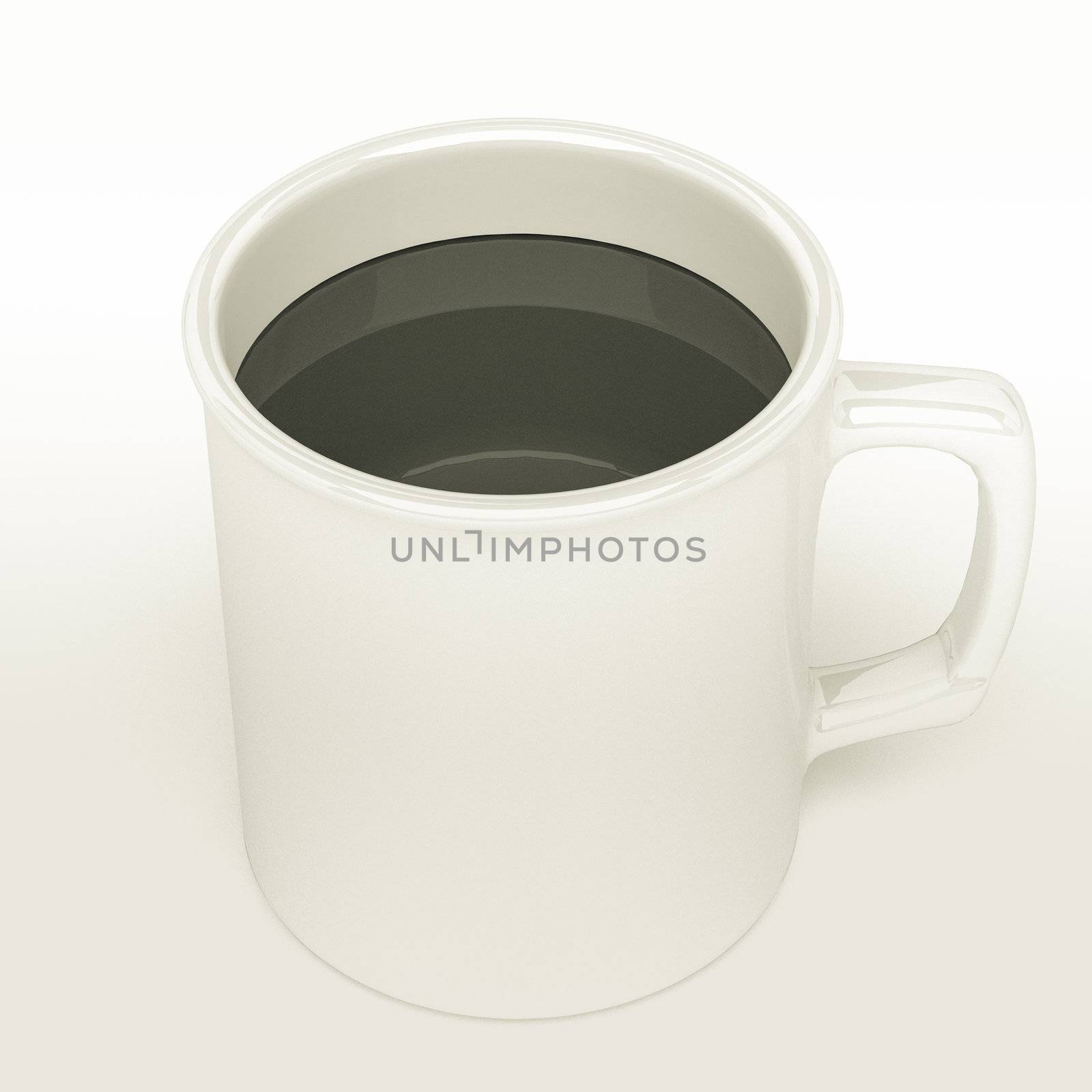 isolated brew black coffee in a white coffee mug.