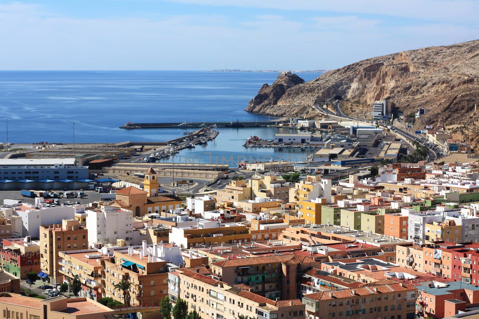 View of Almeria Bay seen from the Alcazaba.