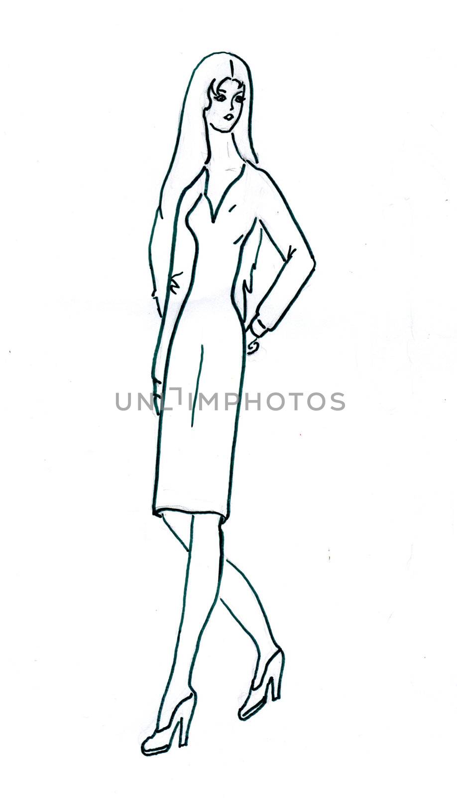 vector silhouette of the girl on white background