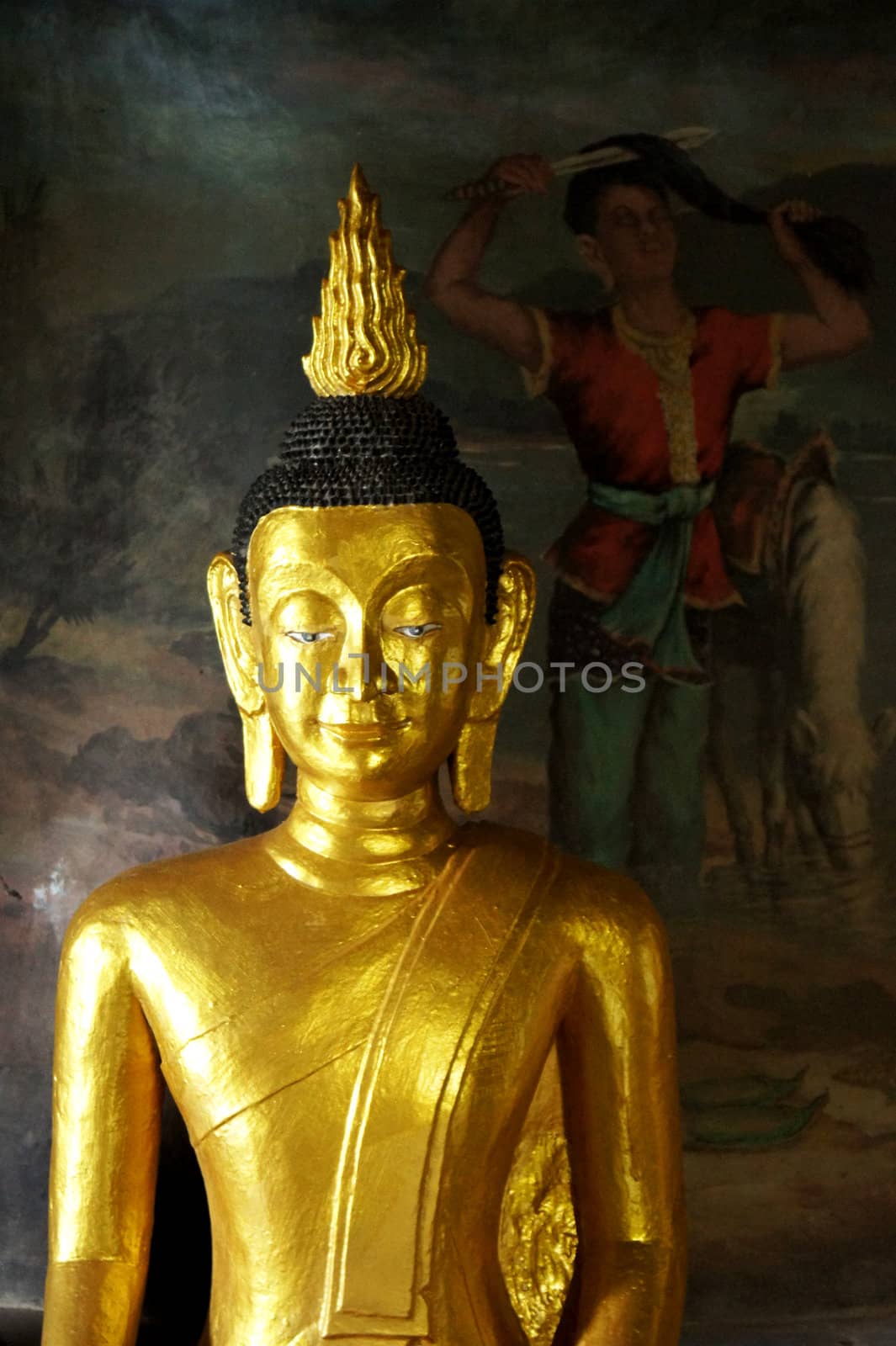 Reclining Buddha statue in Thailand Buddha Temple , Asian style Buddha Art.
