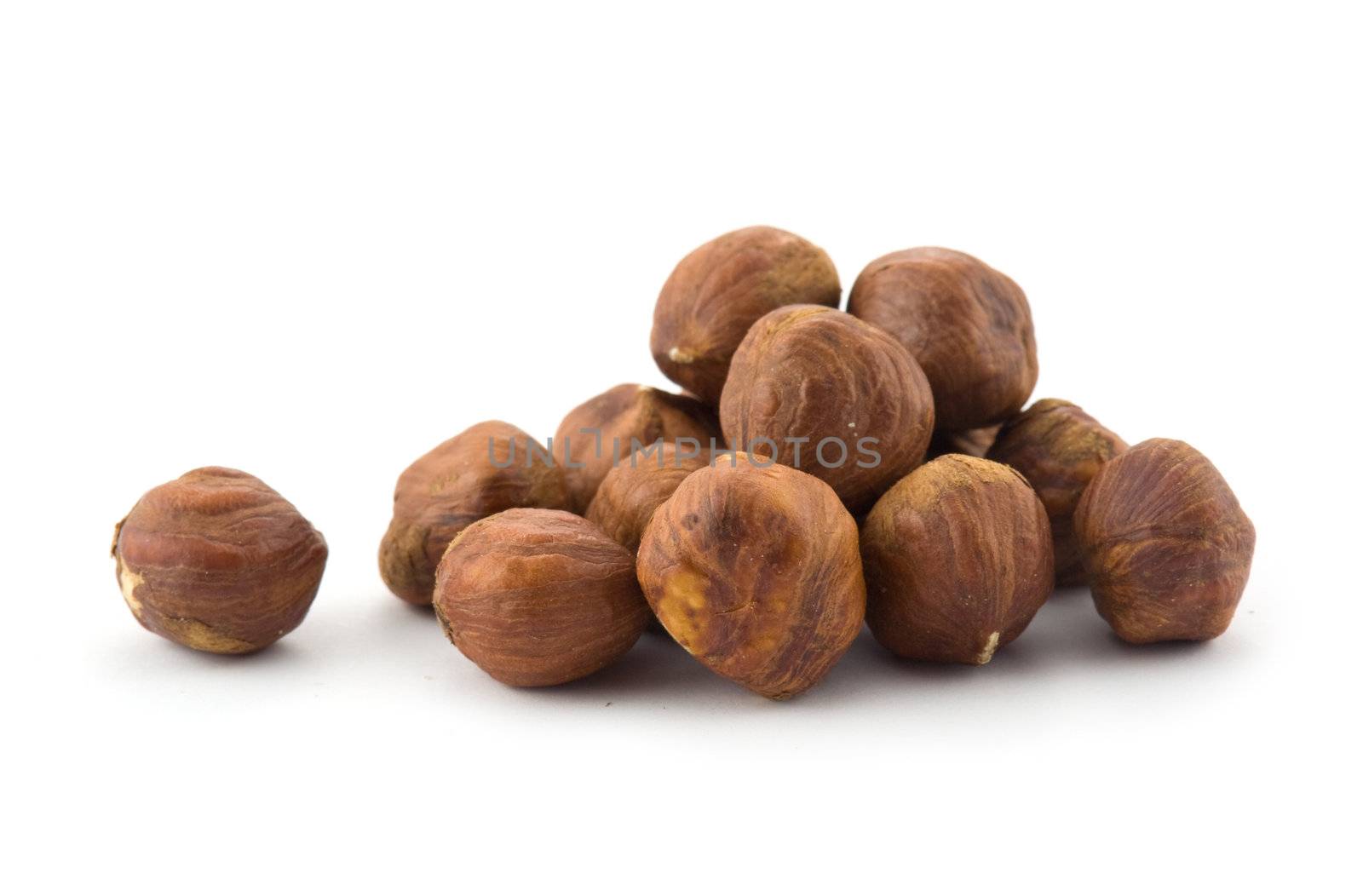 Hazel nuts isolated on white background