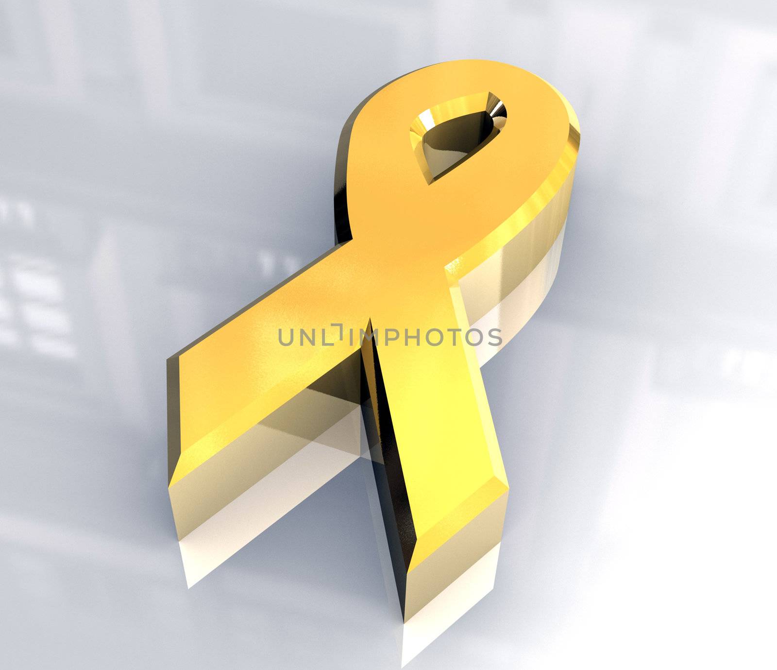 aids hiv symbol in gold (3d made) 