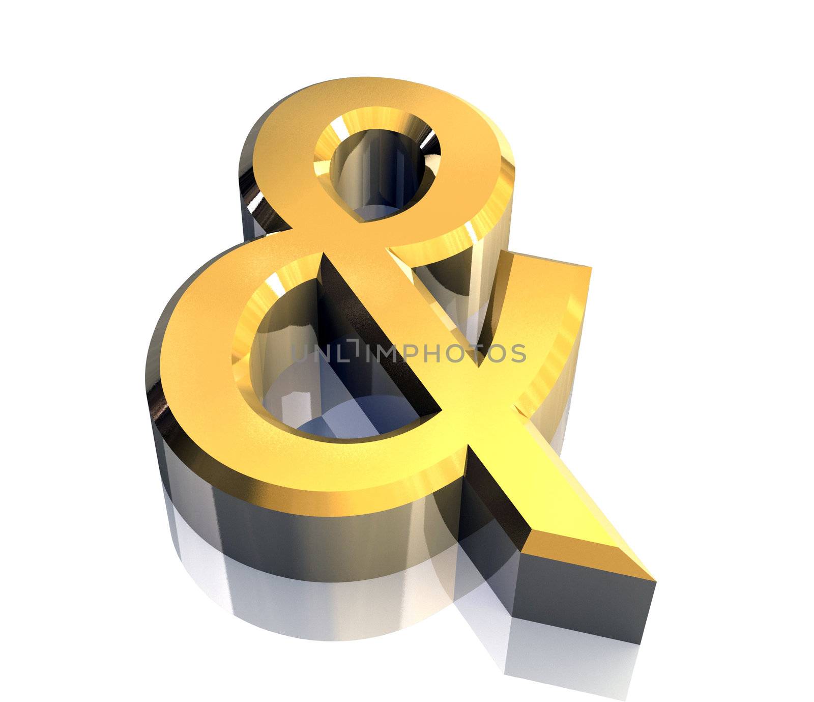 and symbol in gold isolated (3d made) 