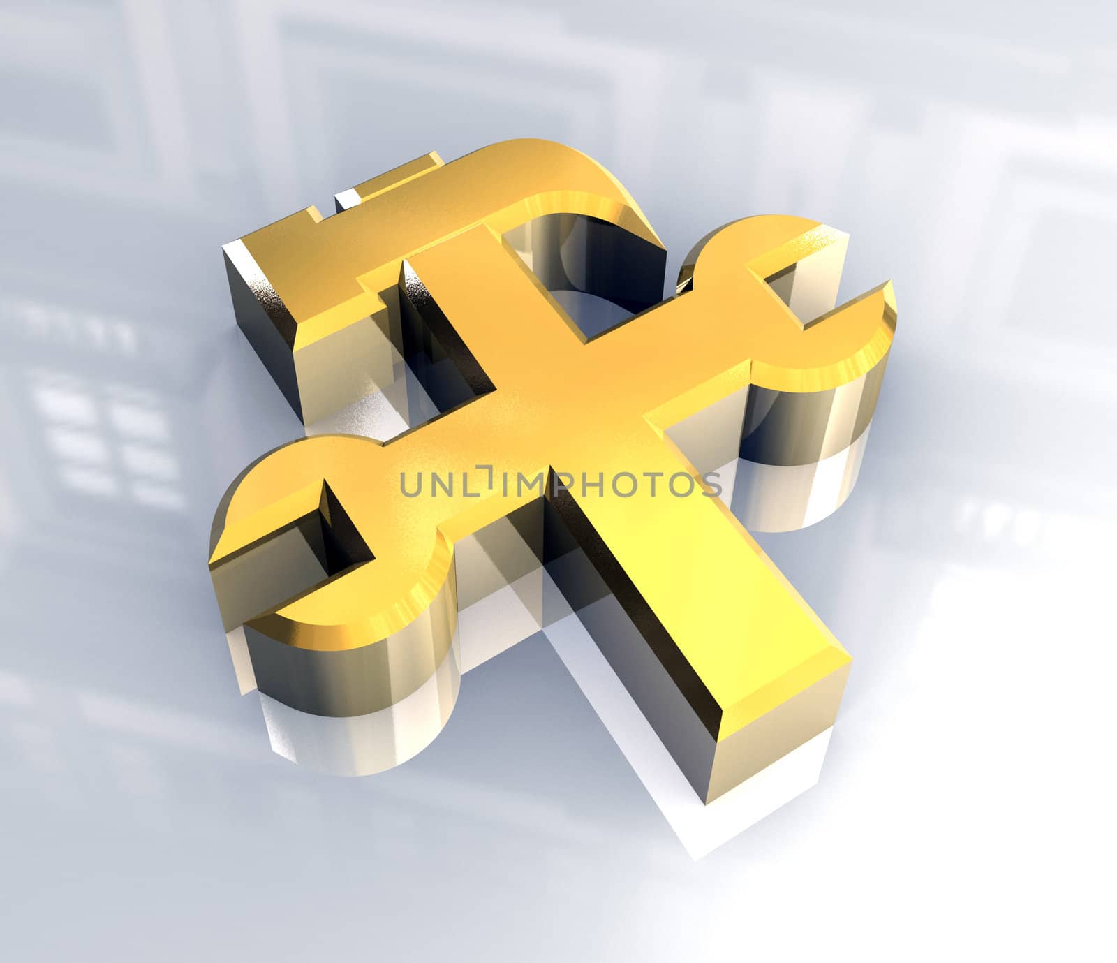 industrial working symbol in gold (3d made) 