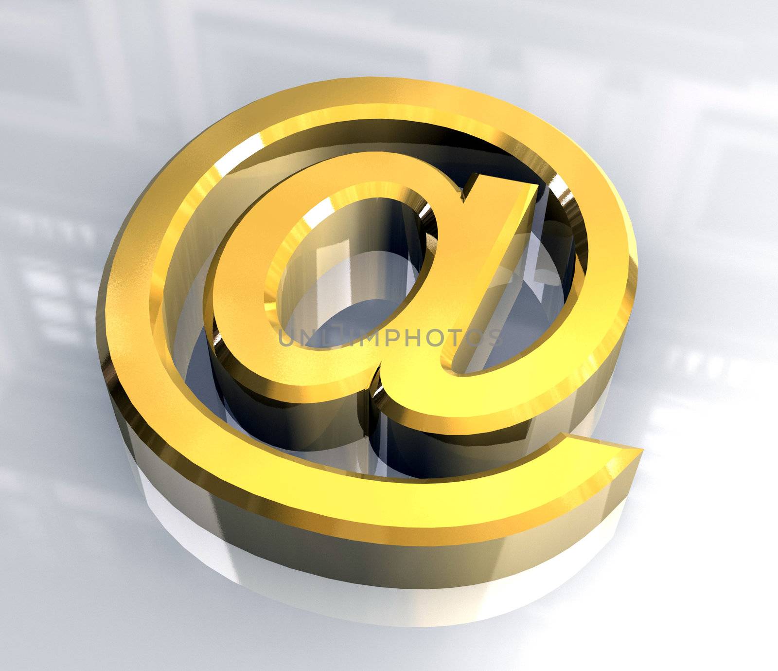 email symbol in gold (3d made)