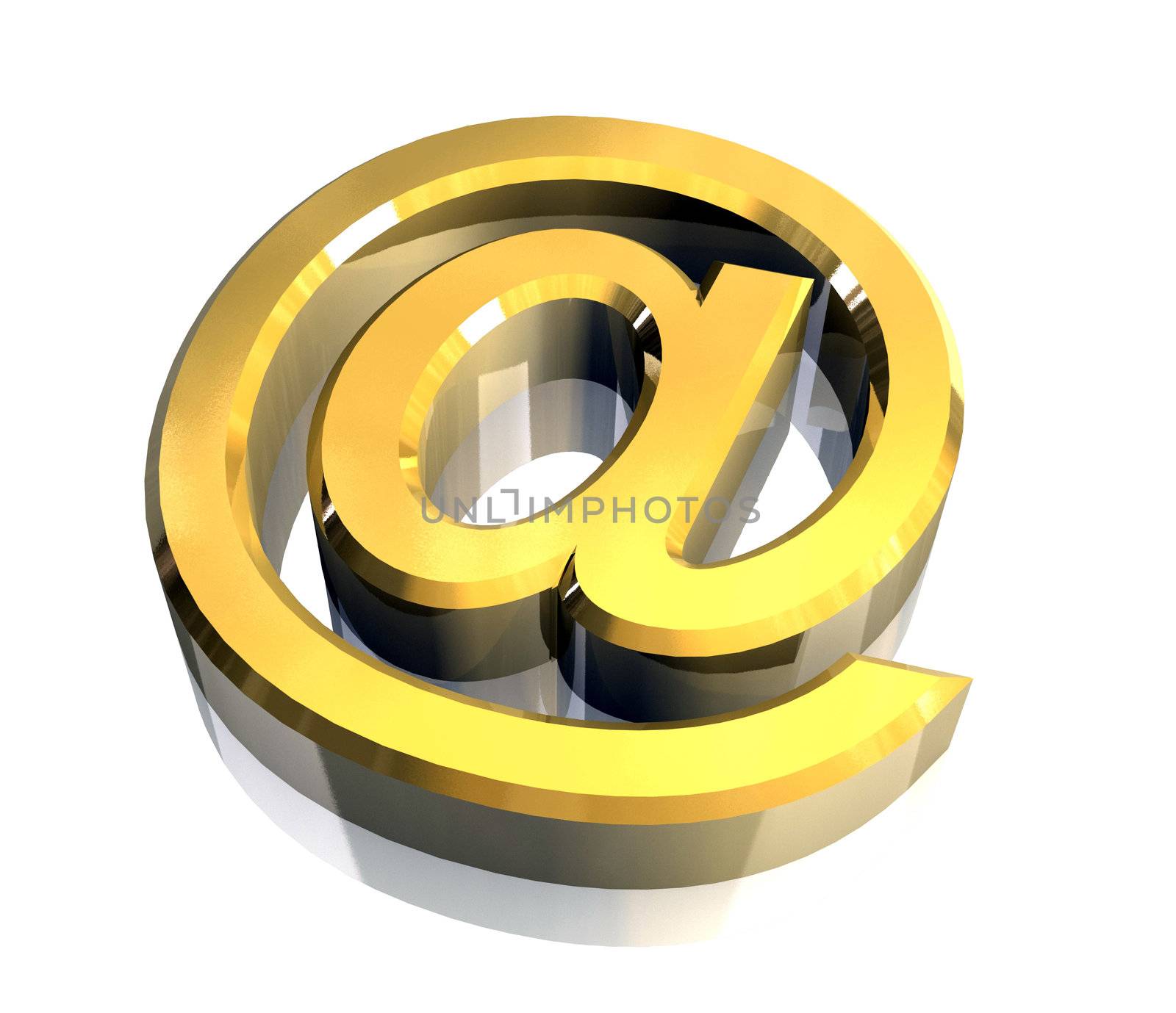 email symbol in gold (3d made)