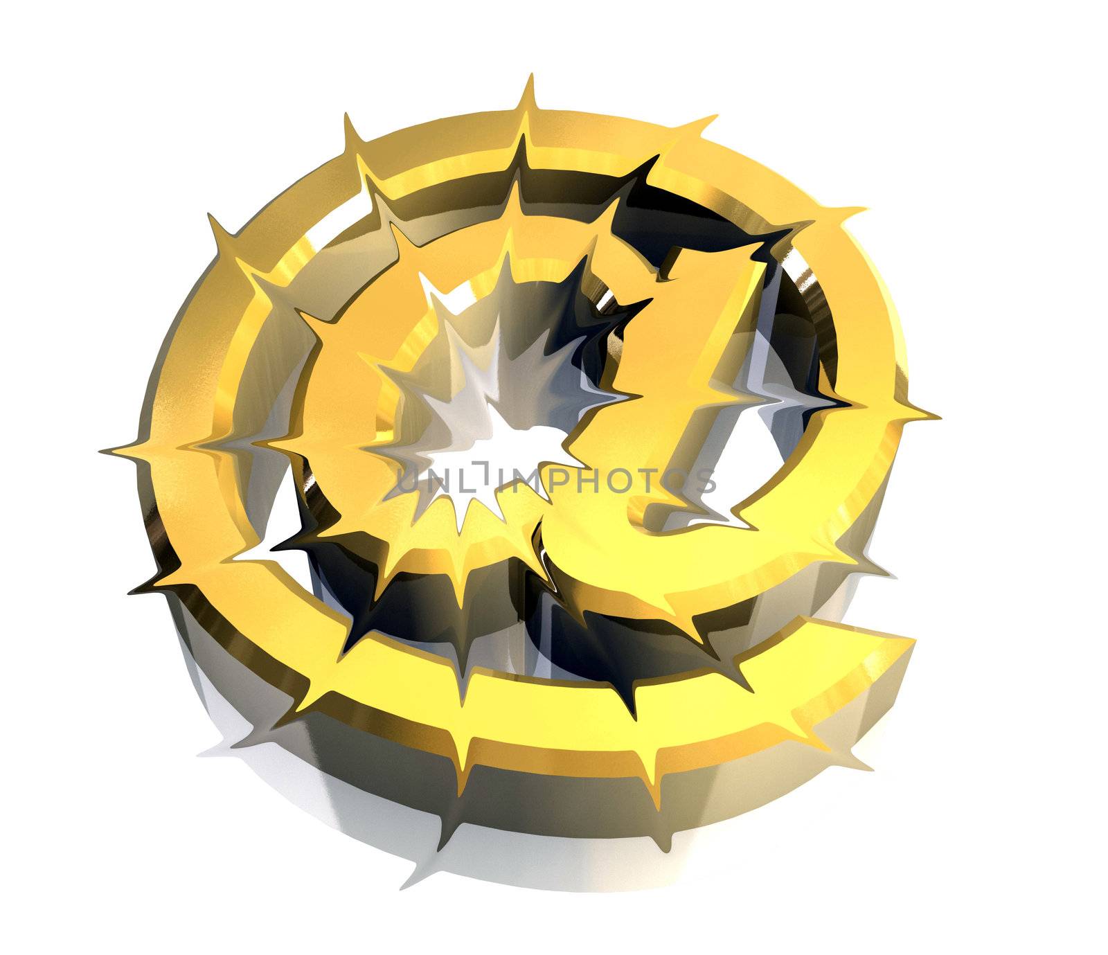 email symbol in gold (3d made)
