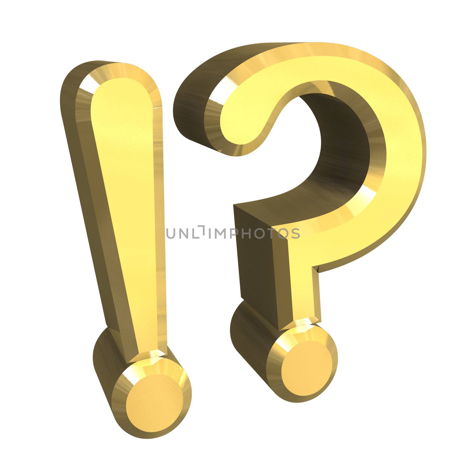 question mark & exclamation mark in gold isolated - 3D made