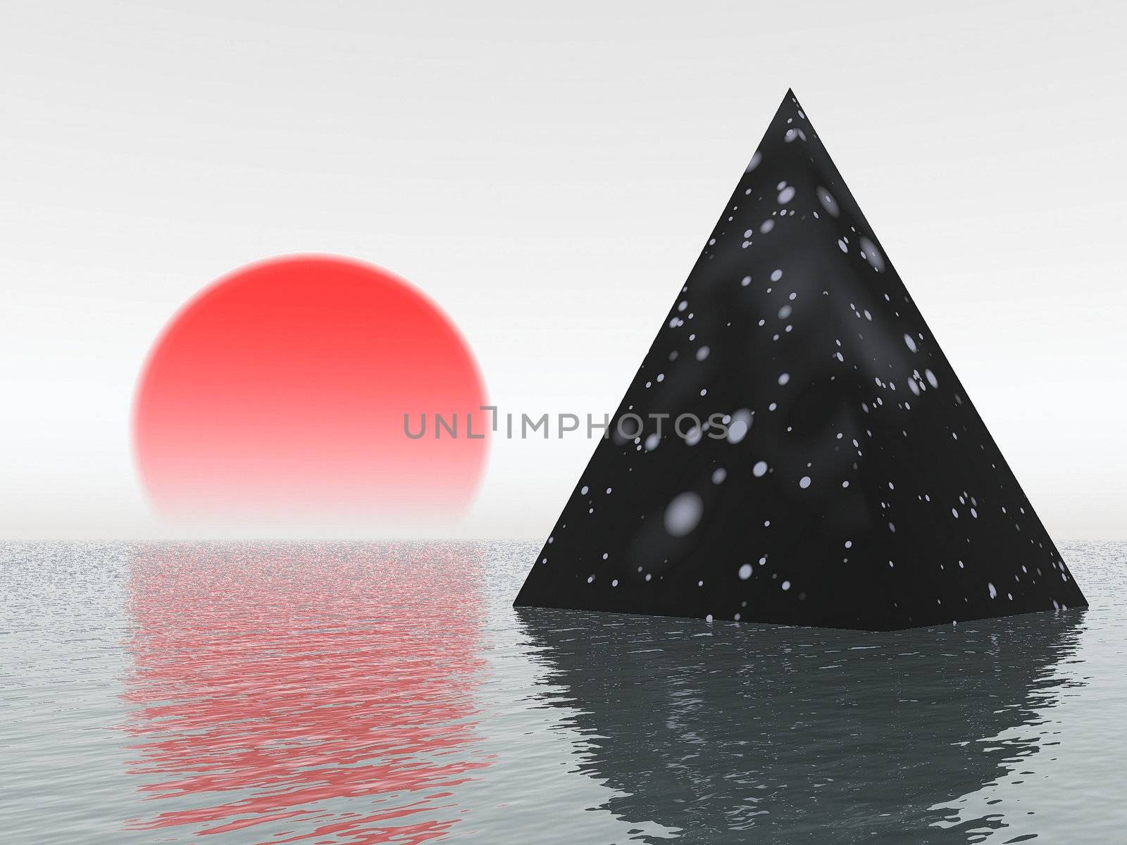 pyramid and sun