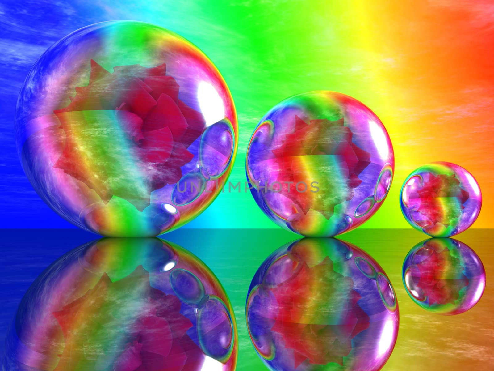 rose in a bubble