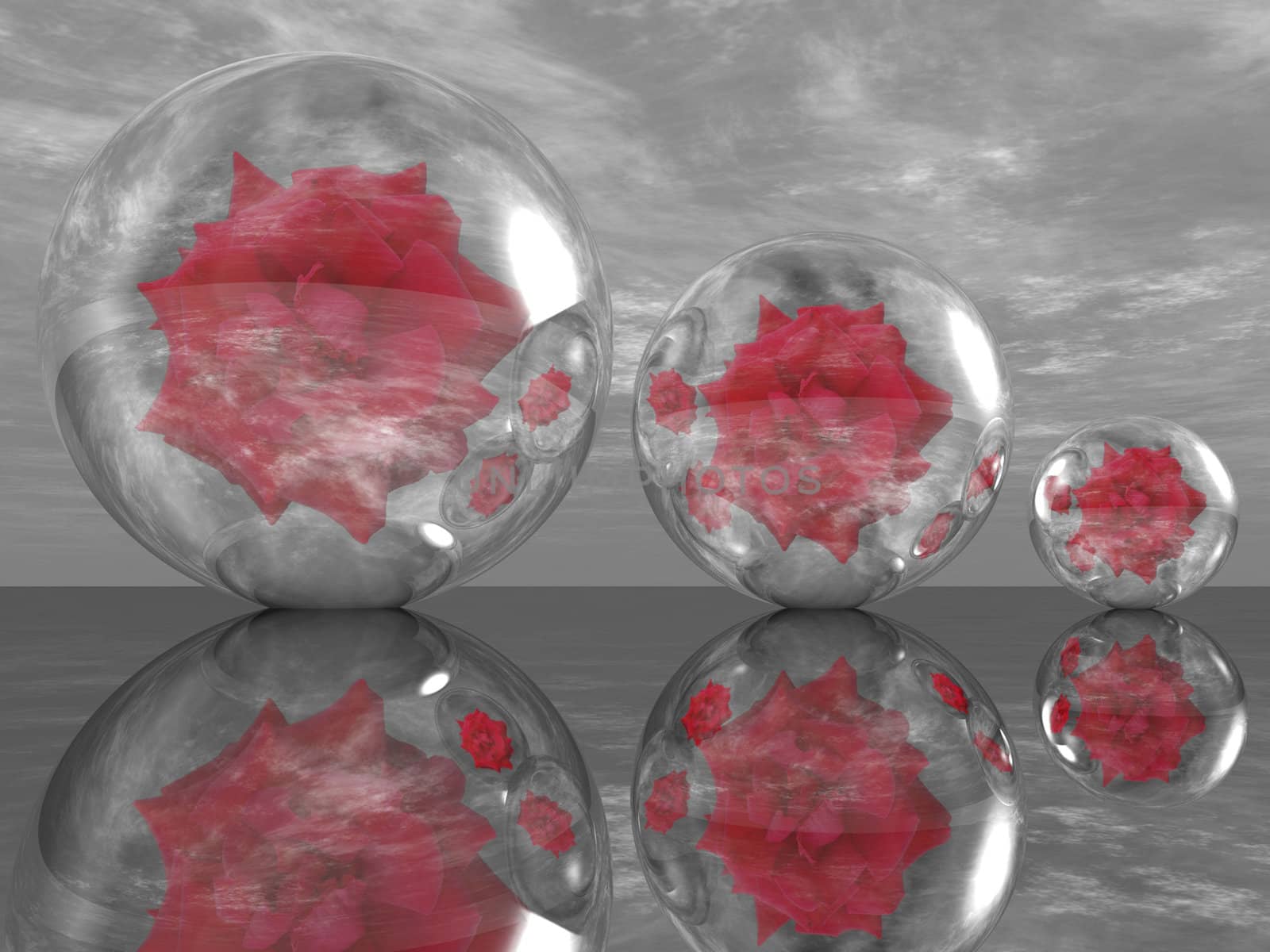 rose in a bubble