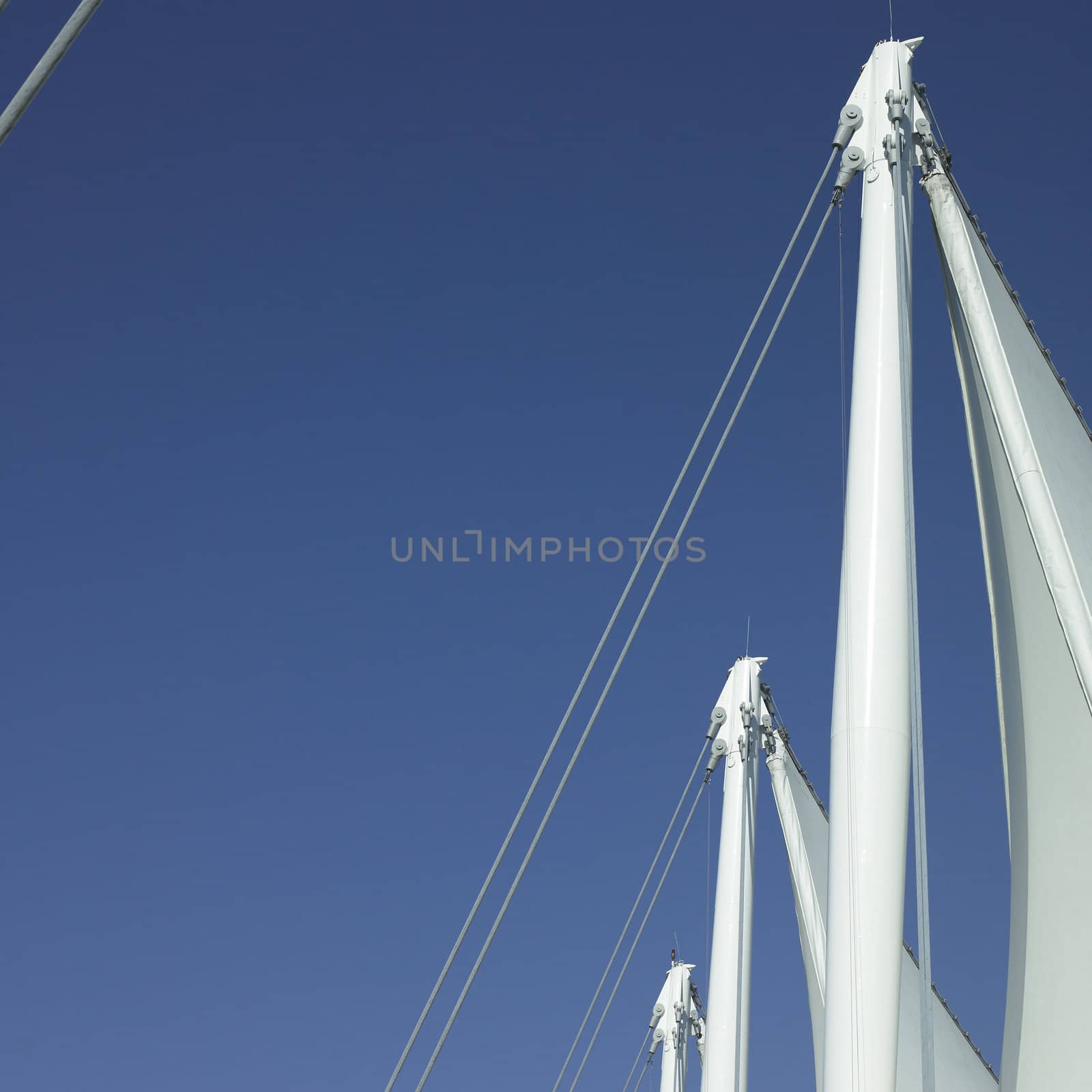 White sails and blue sky