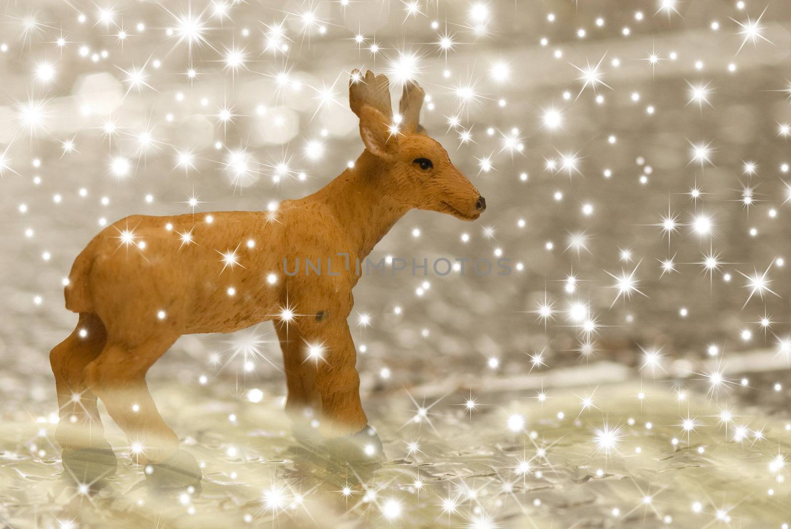 Christmas background figure of reindeer and stars