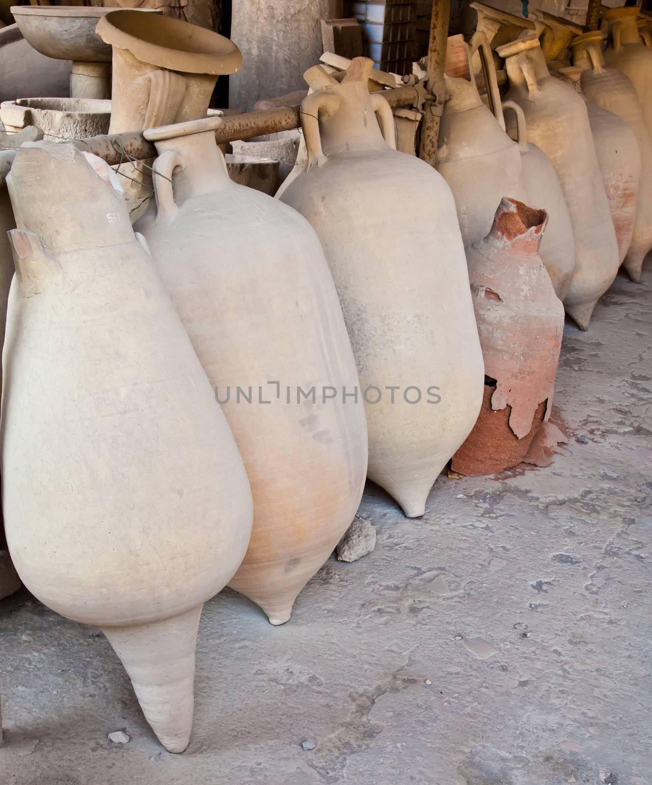 2200 years old amphoras for whine, Pompei site, Italy