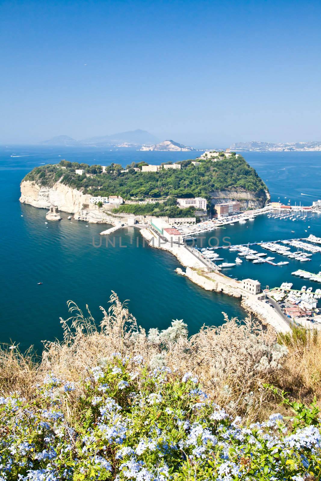 View of Naples Gulf from Pozzuoli. Ischia and Procida Isles on the orizont line.