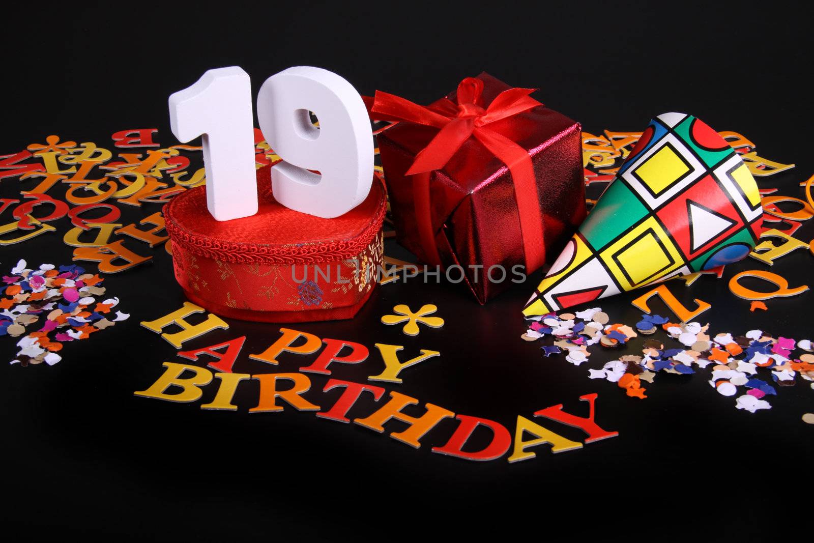 Age in figures in an happy birthday card by joophoek