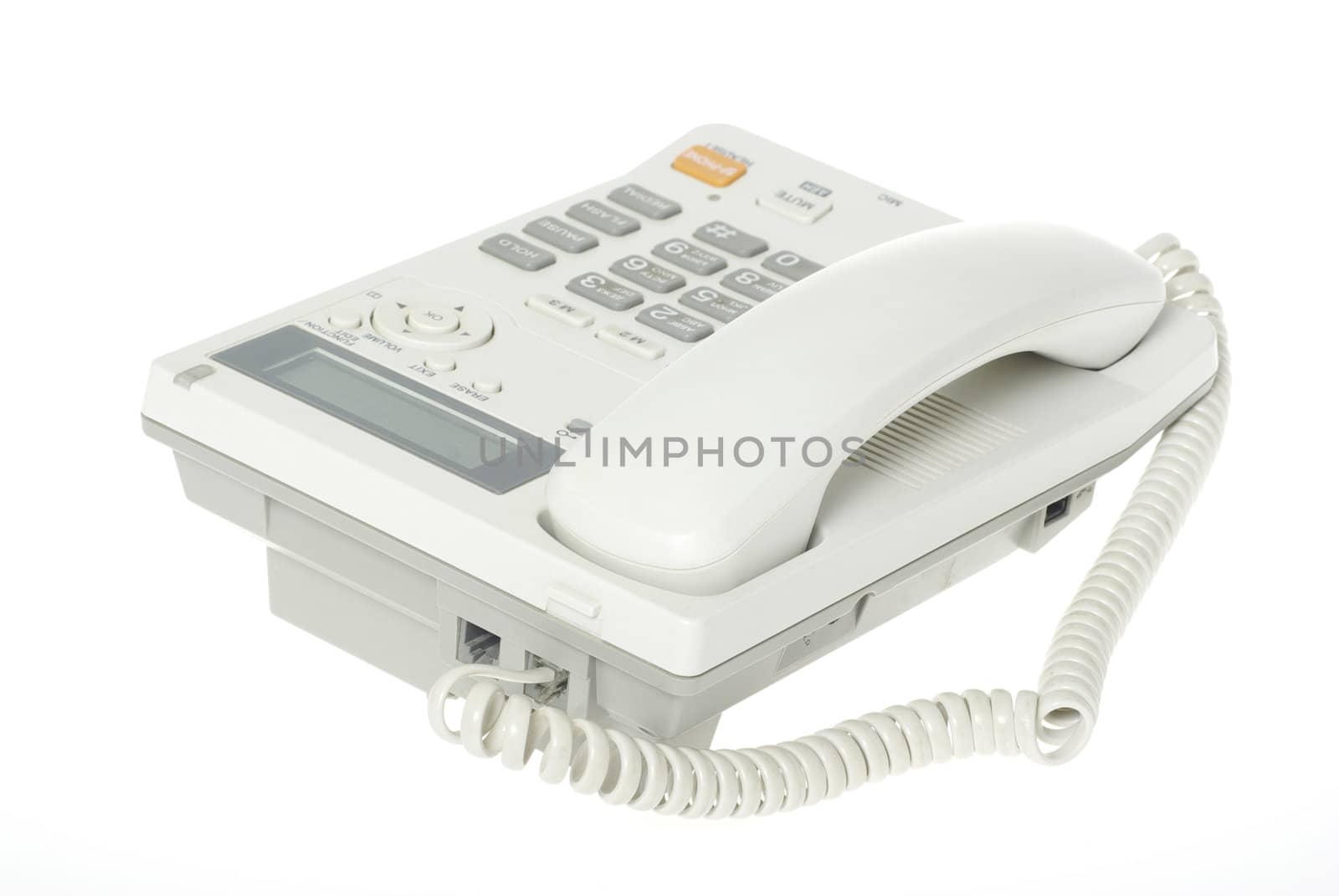 white office telephone on a white  background
