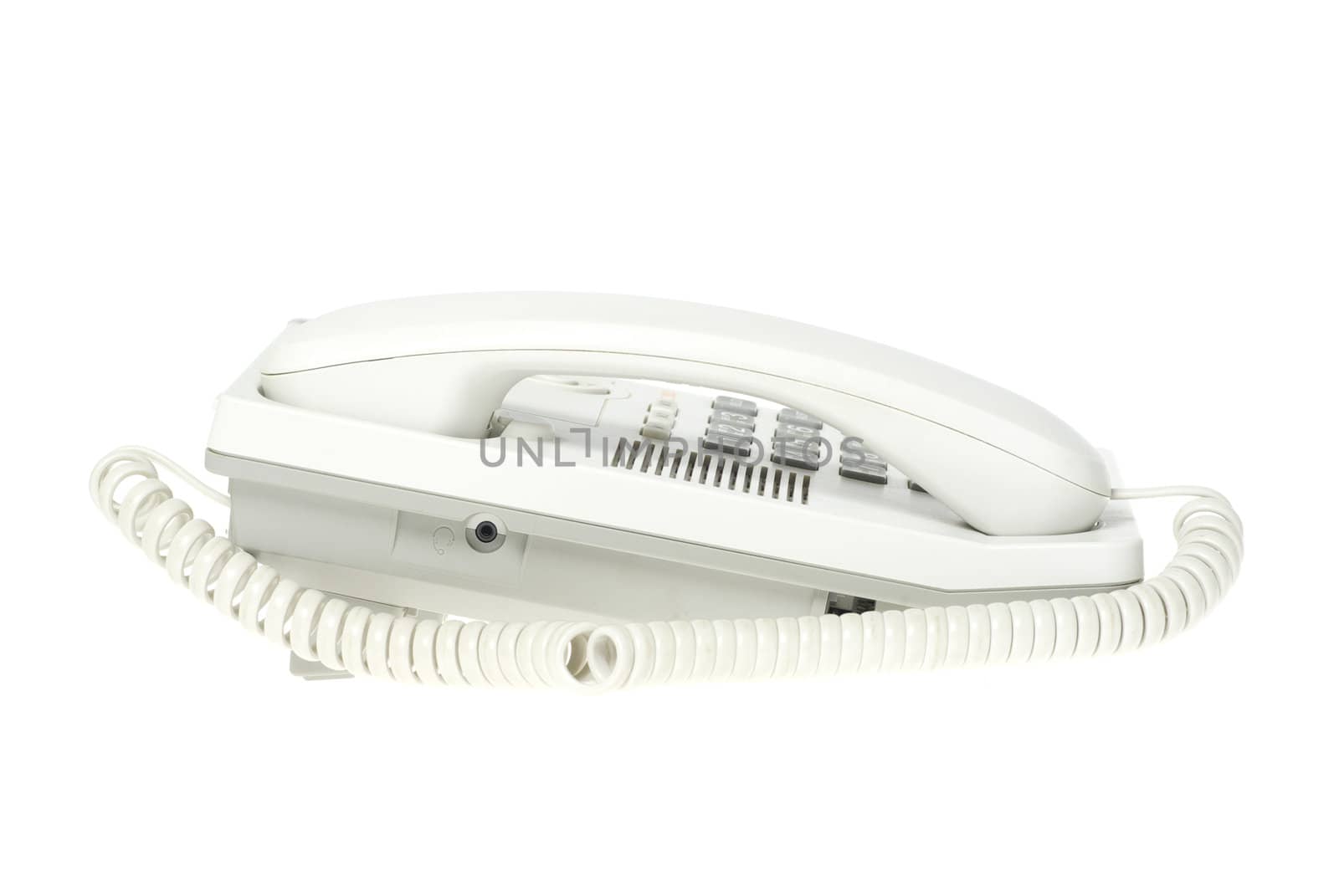 white office telephone on a white  background