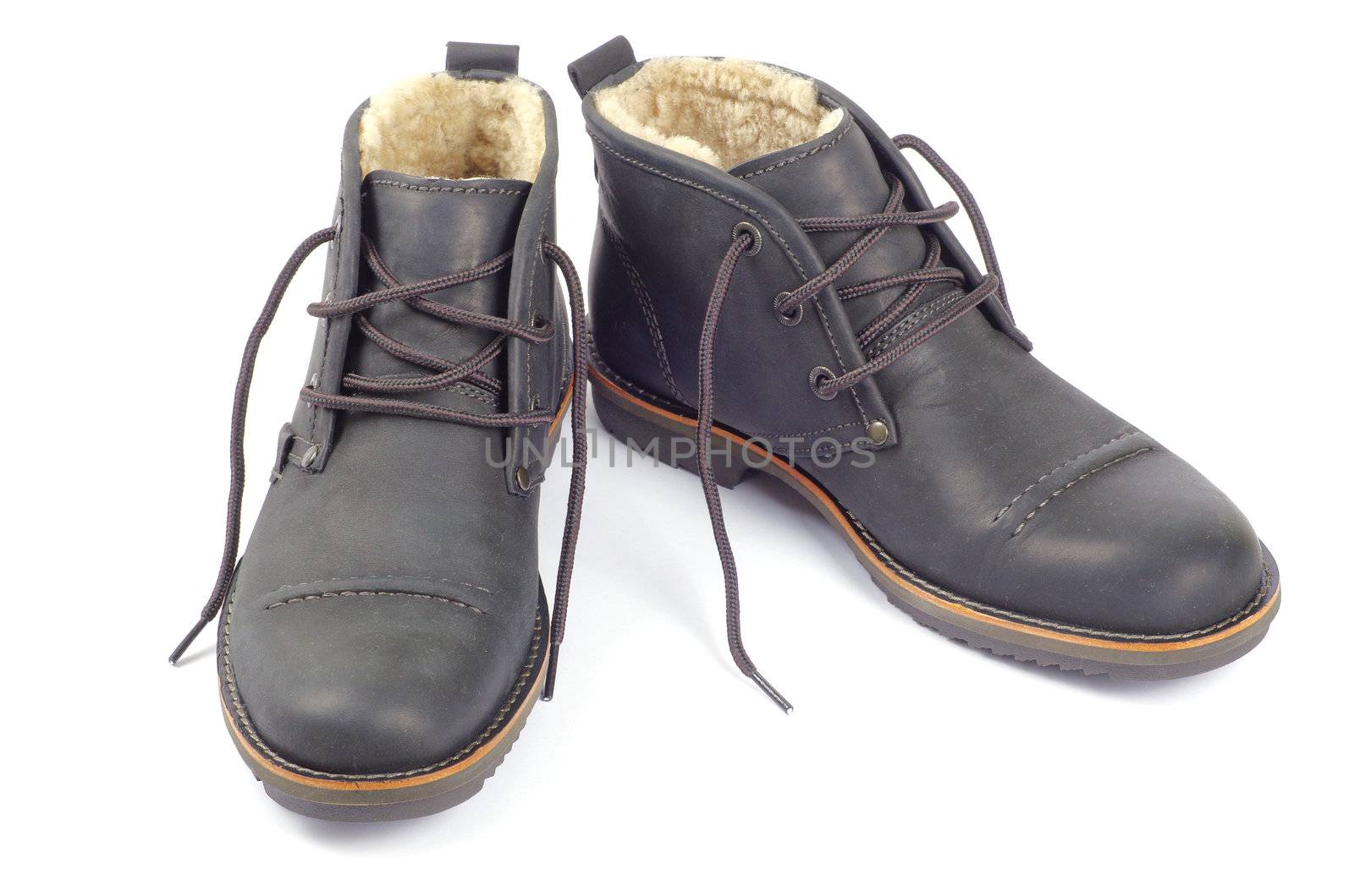 man's black shoes isolated on white background
