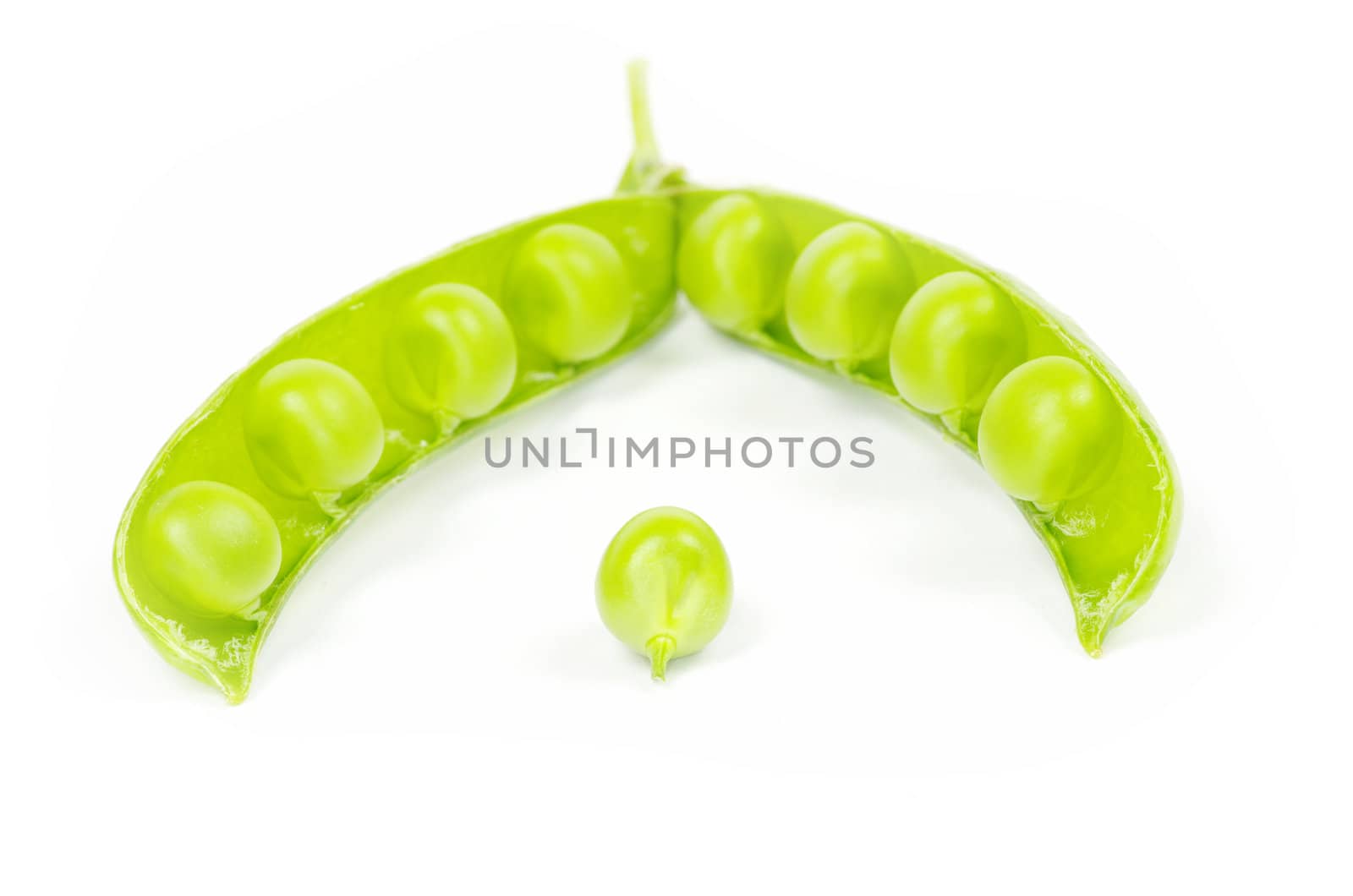 fresh green peas isolated on a white background