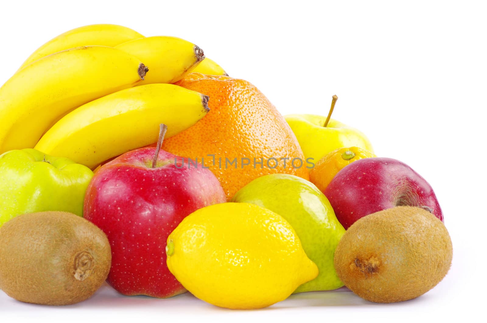Composition with fruits isolated on white