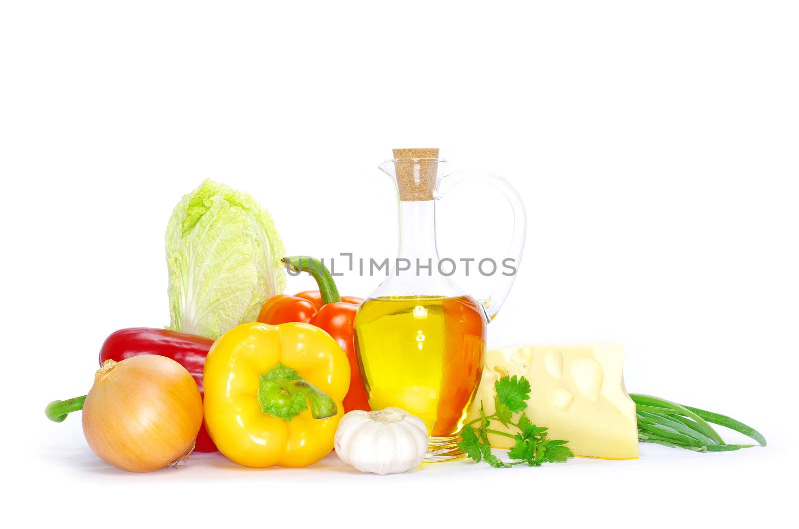set of ingredients and spice  isolated on white background