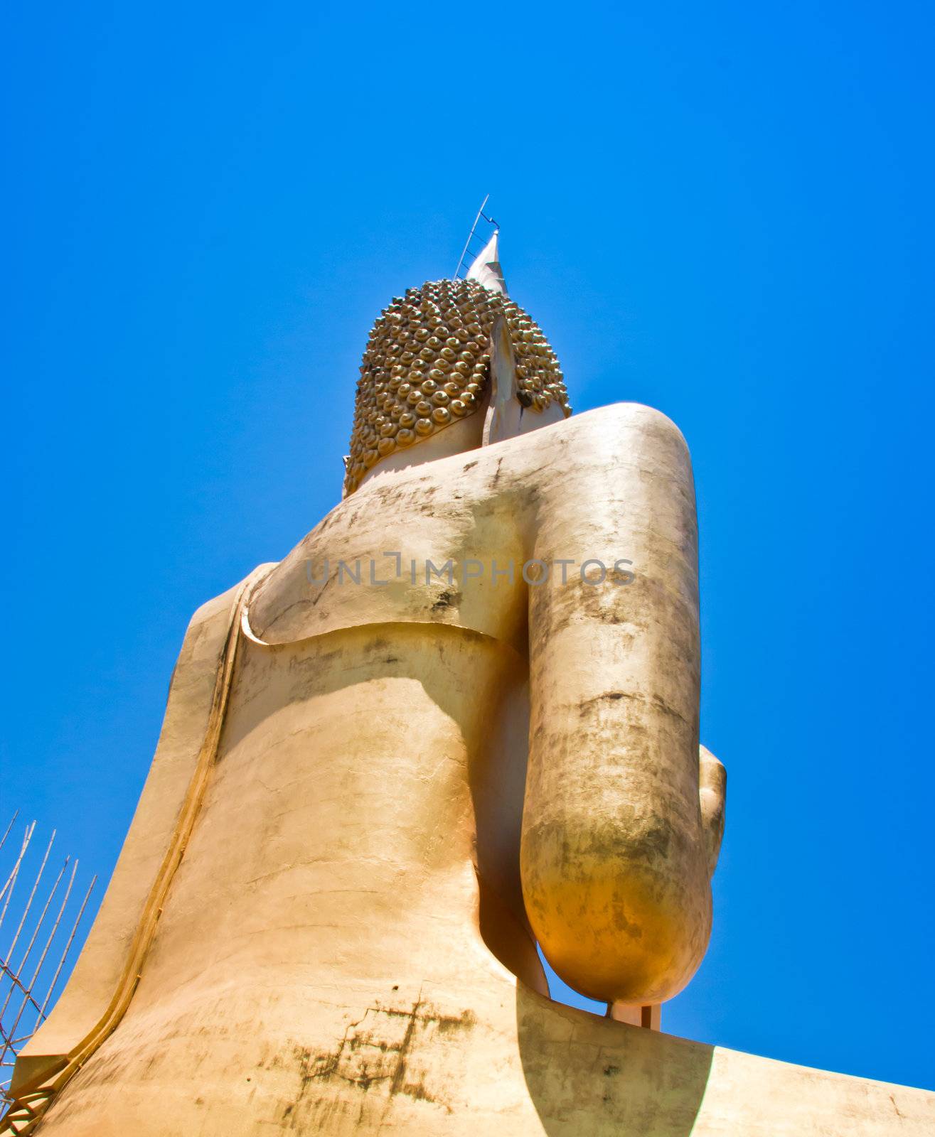 Buddha statue. A view from the back of buddha