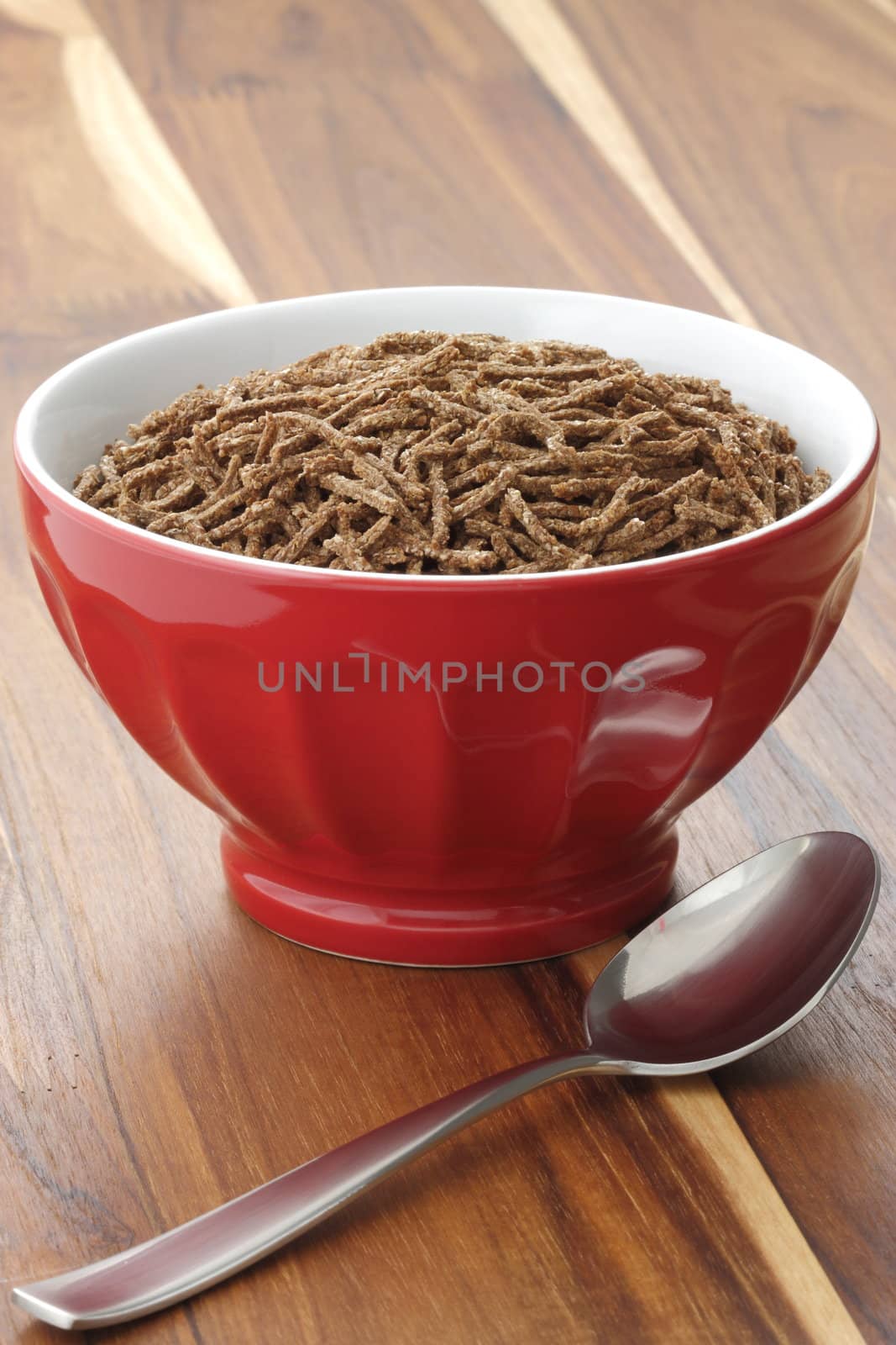 Delicious and nutritious cereal, high in bran, high in fiber, served in a beautiful  French Cafe au Lait Bowl with wide rims. In place of handles. This healthy bran cereal will be an aid to digestive health.