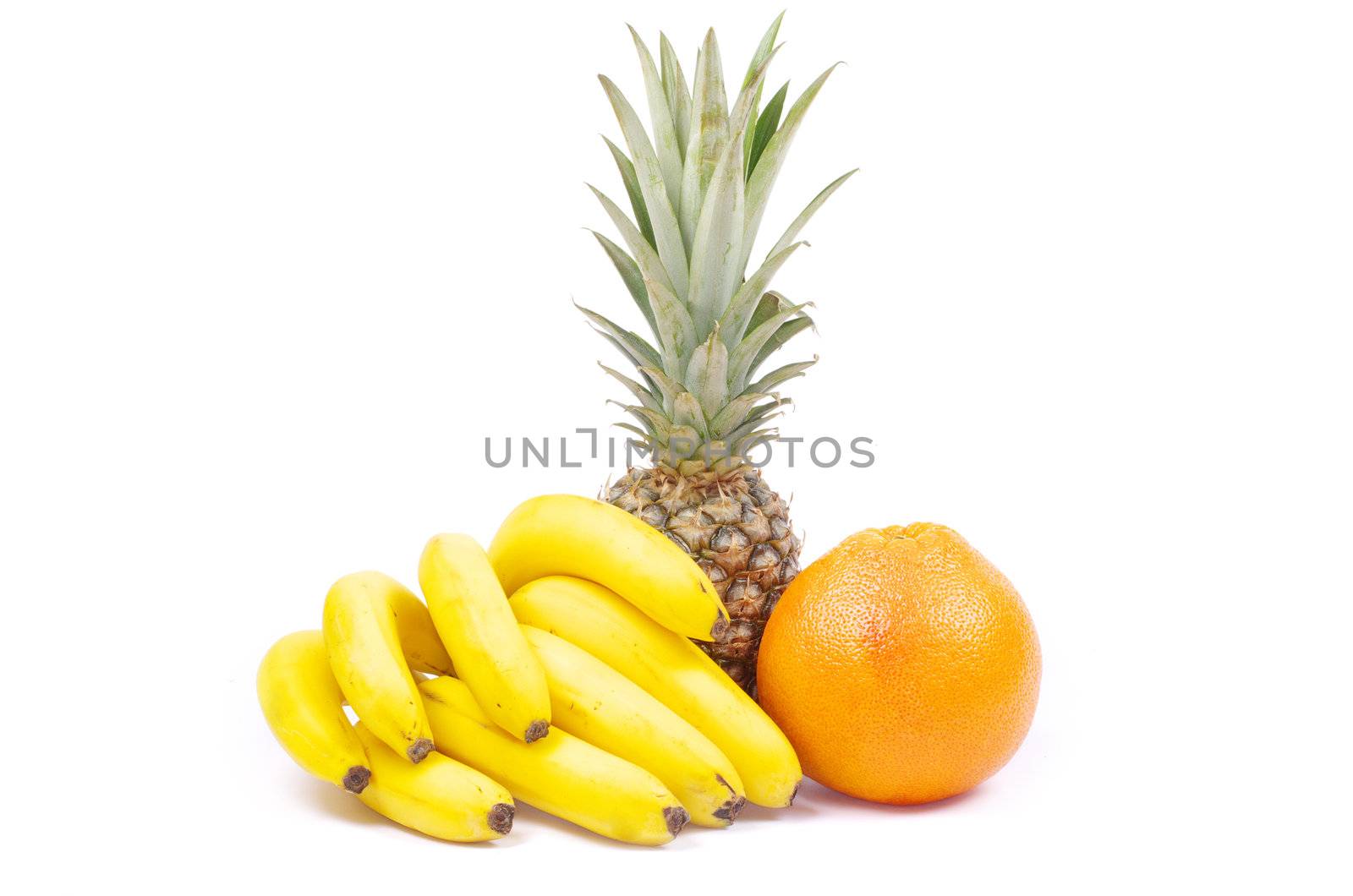Composition with fruits isolated on white
