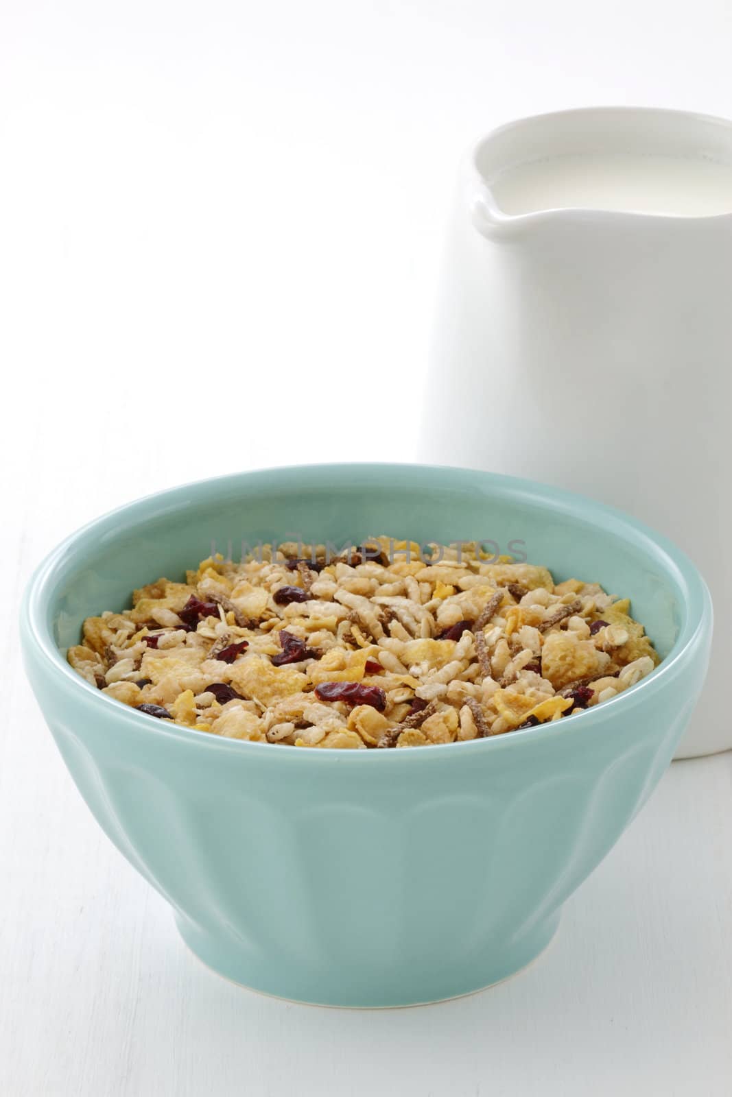 Delicious and nutritious lightly toasted breakfast muesli or granola cereal.