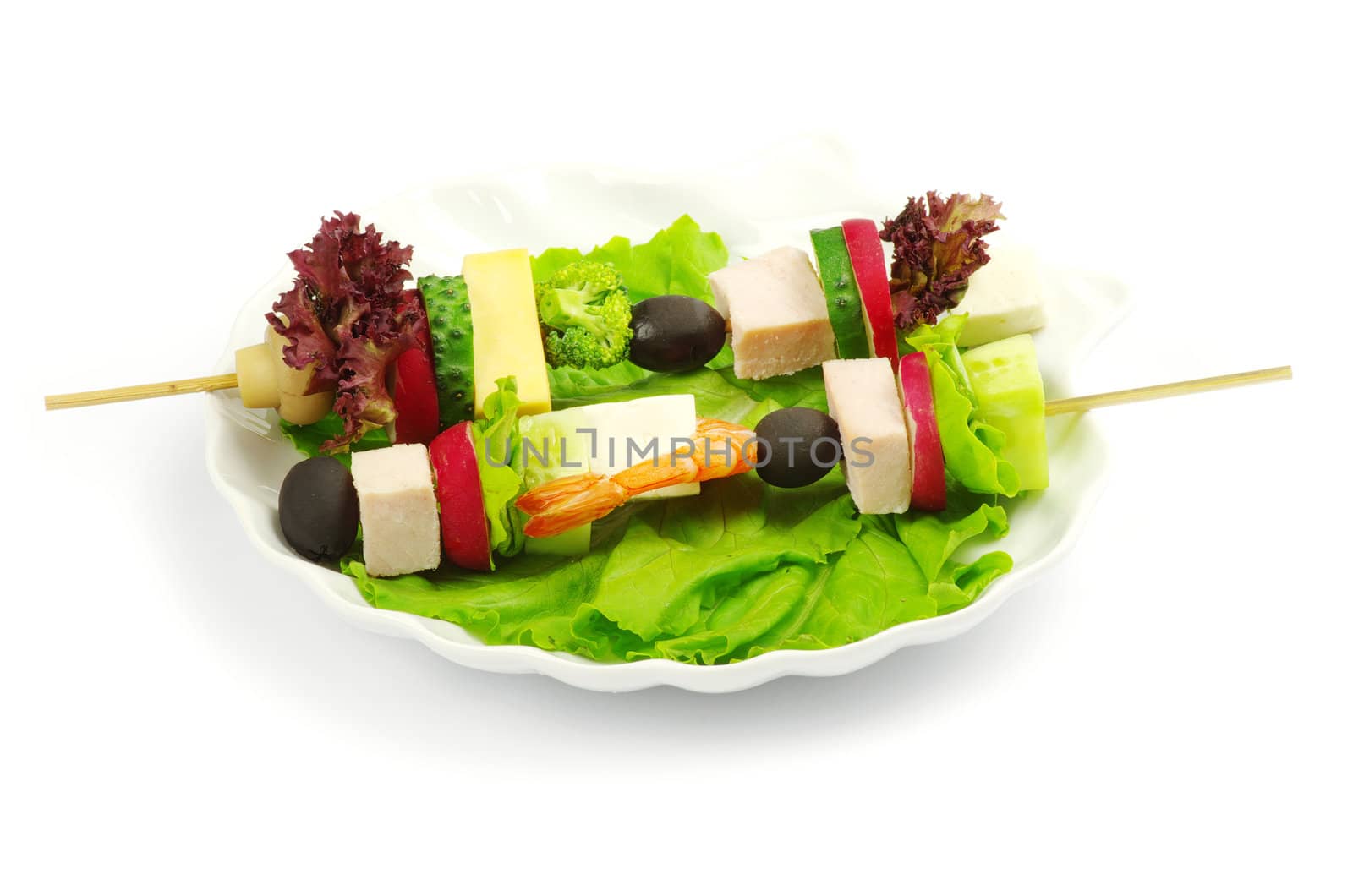 salad with vegetables on white background