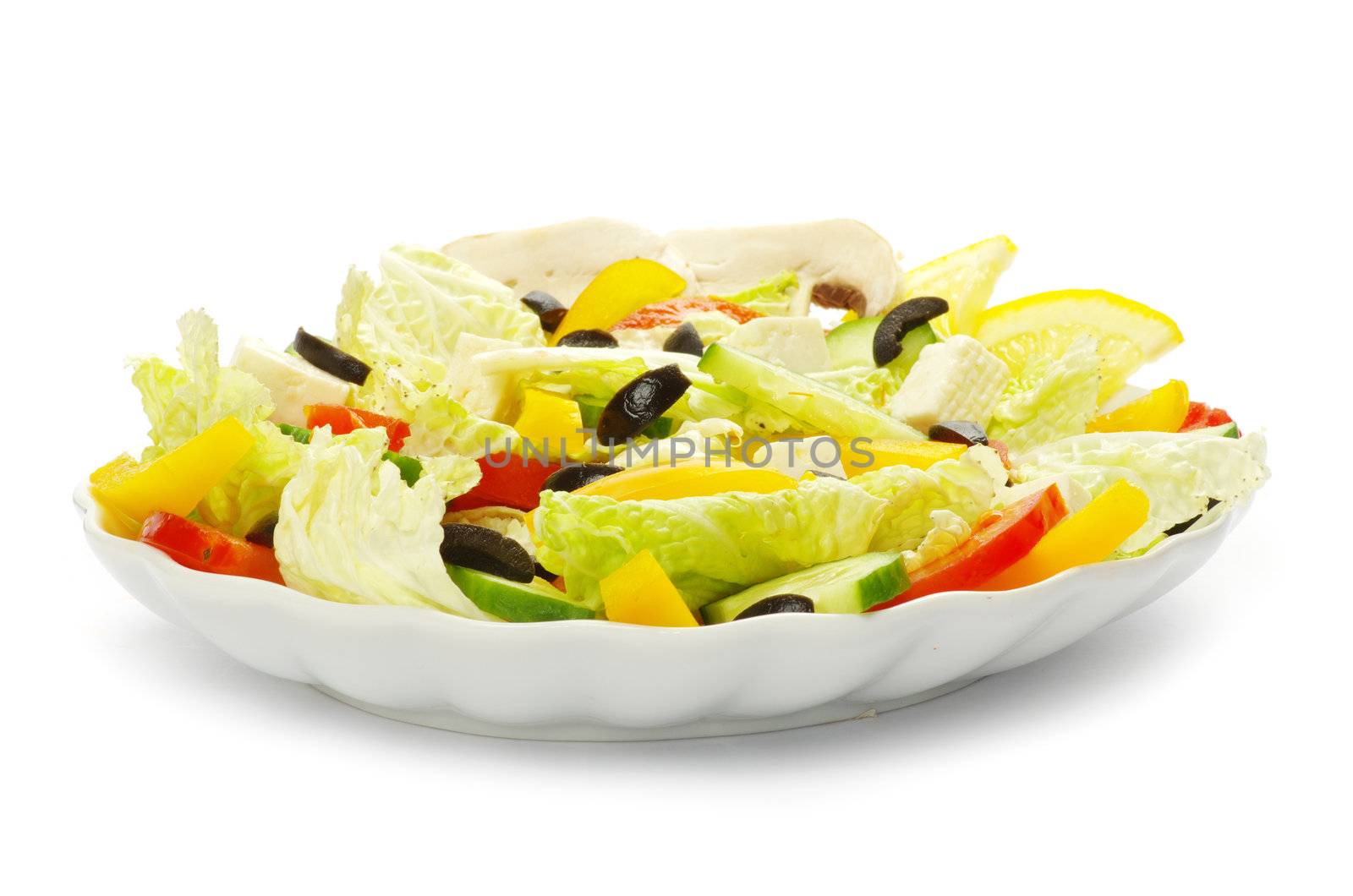  salad in plate on white