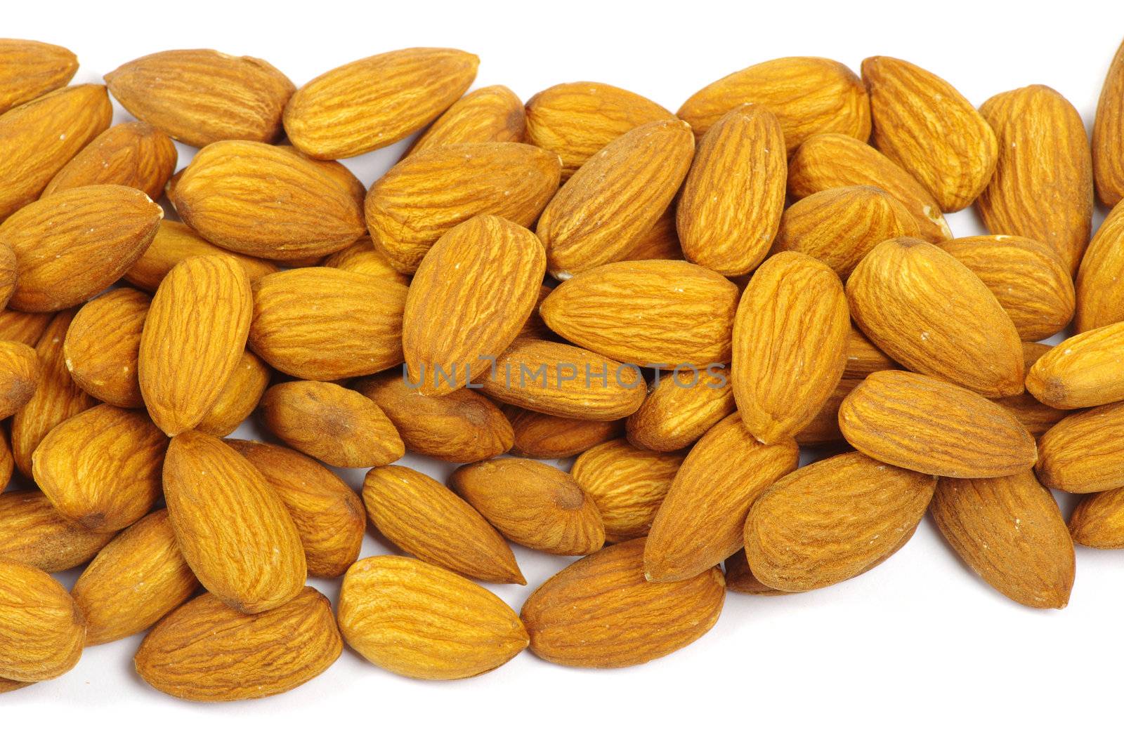 almonds isolated on a white