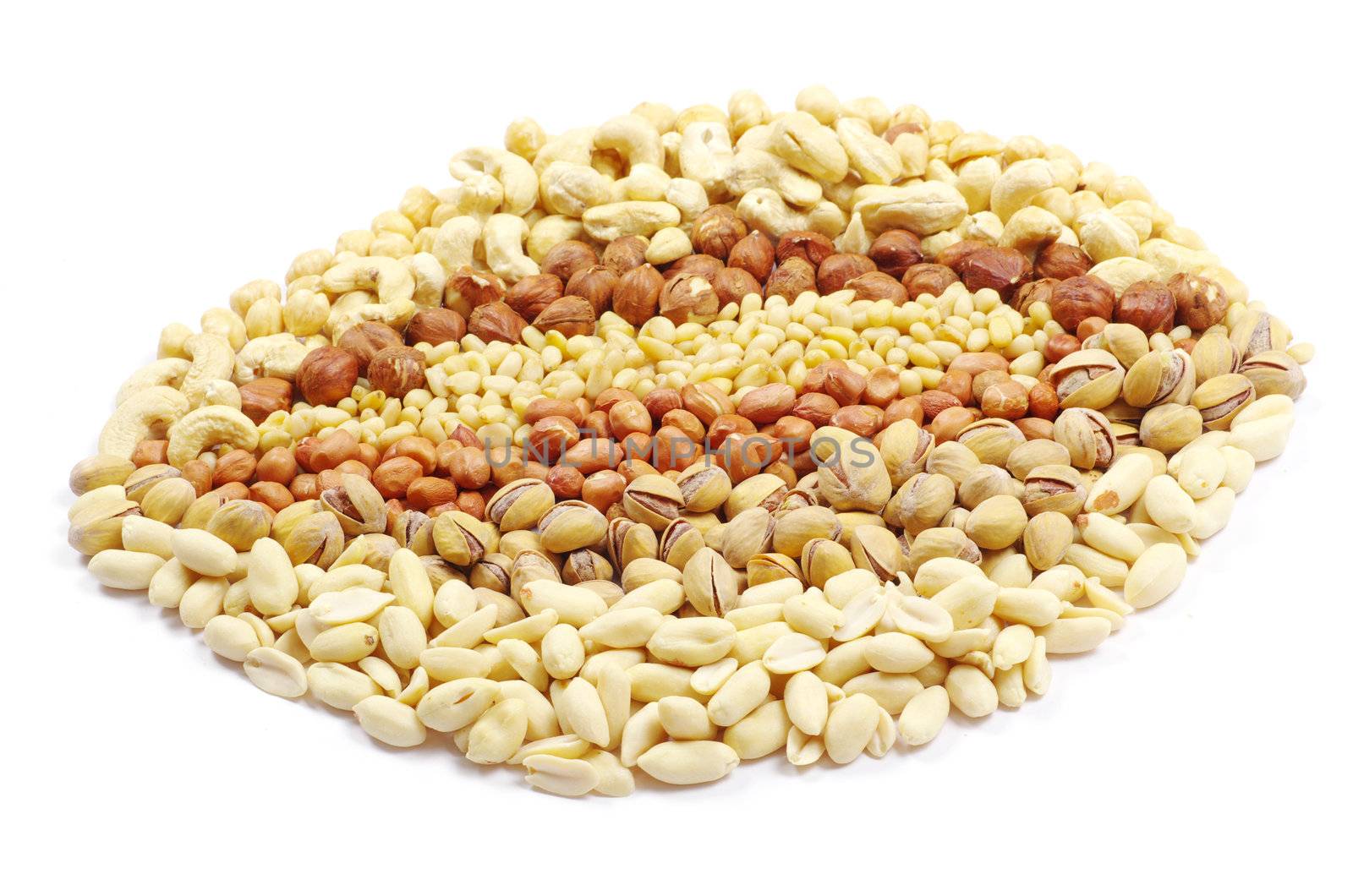 mixed nuts on white background