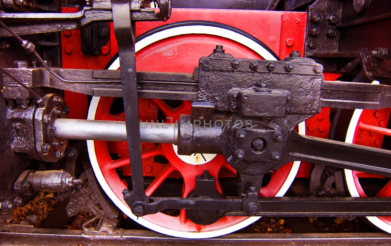 Close Up Of Steam Locomotive Crank And 
Connecting Rod.