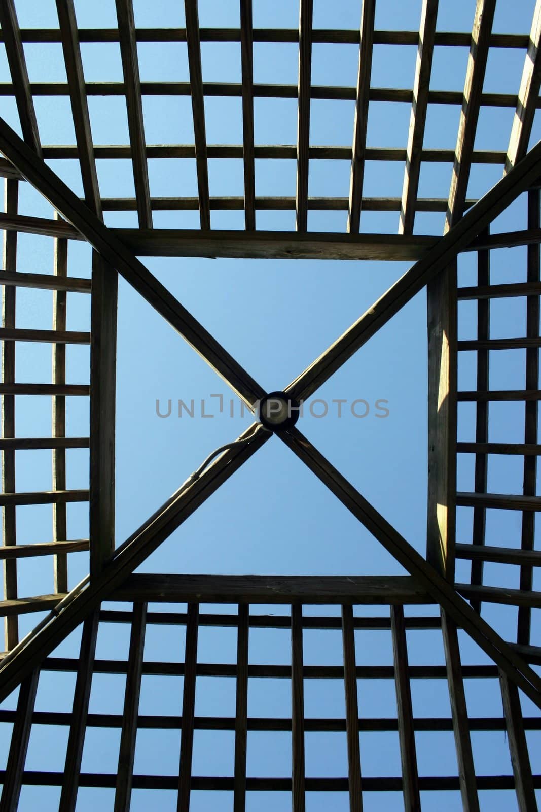 Geometric patterns on the roof of a gazebo.