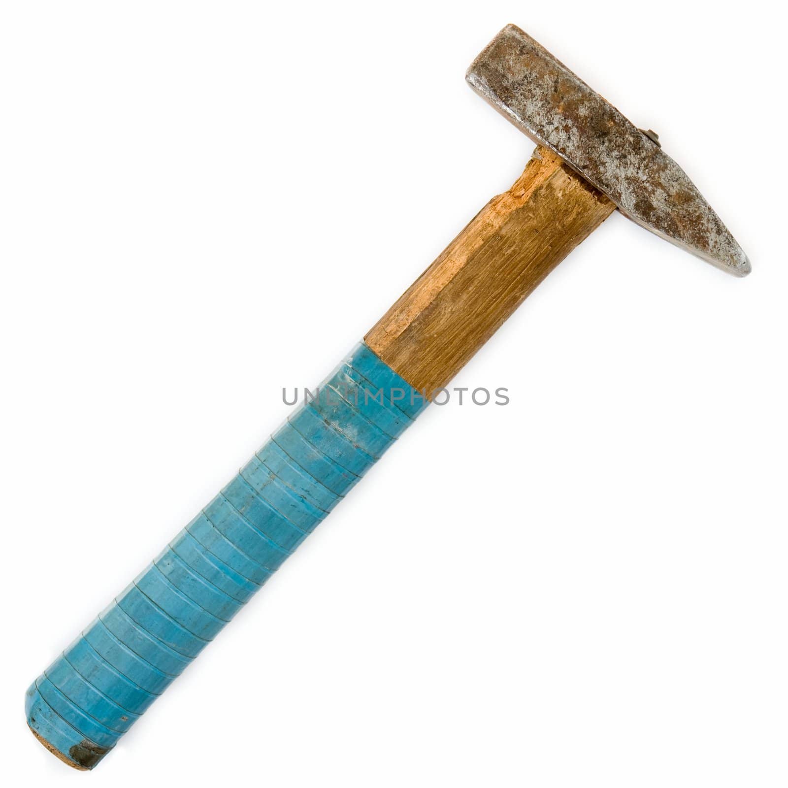 Old hammer on a white background.