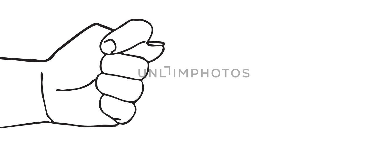 vector silhouette hand on white background