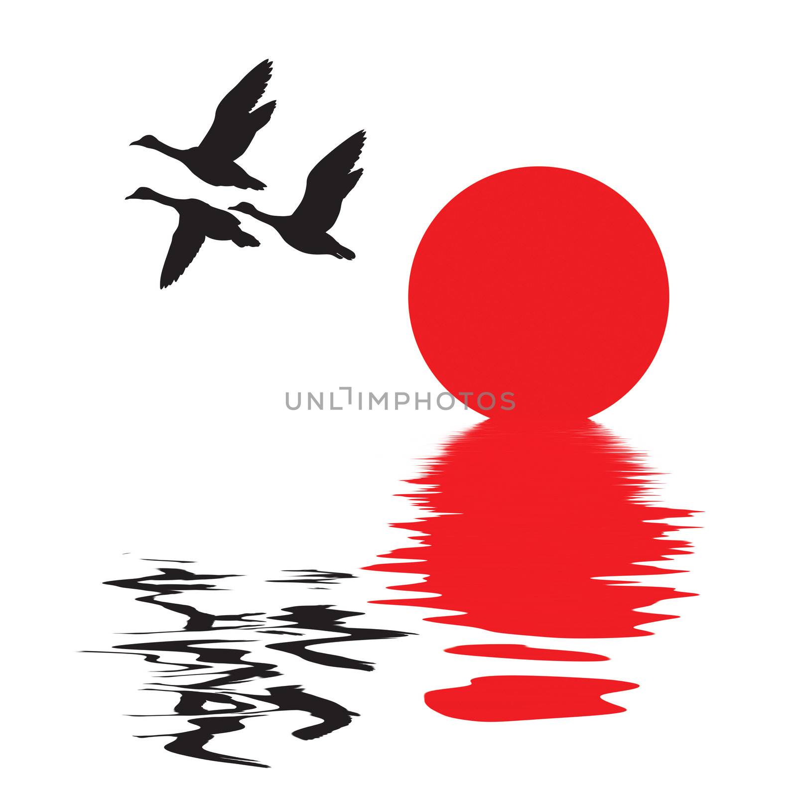 vector silhouette flying ducks on white background by basel101658