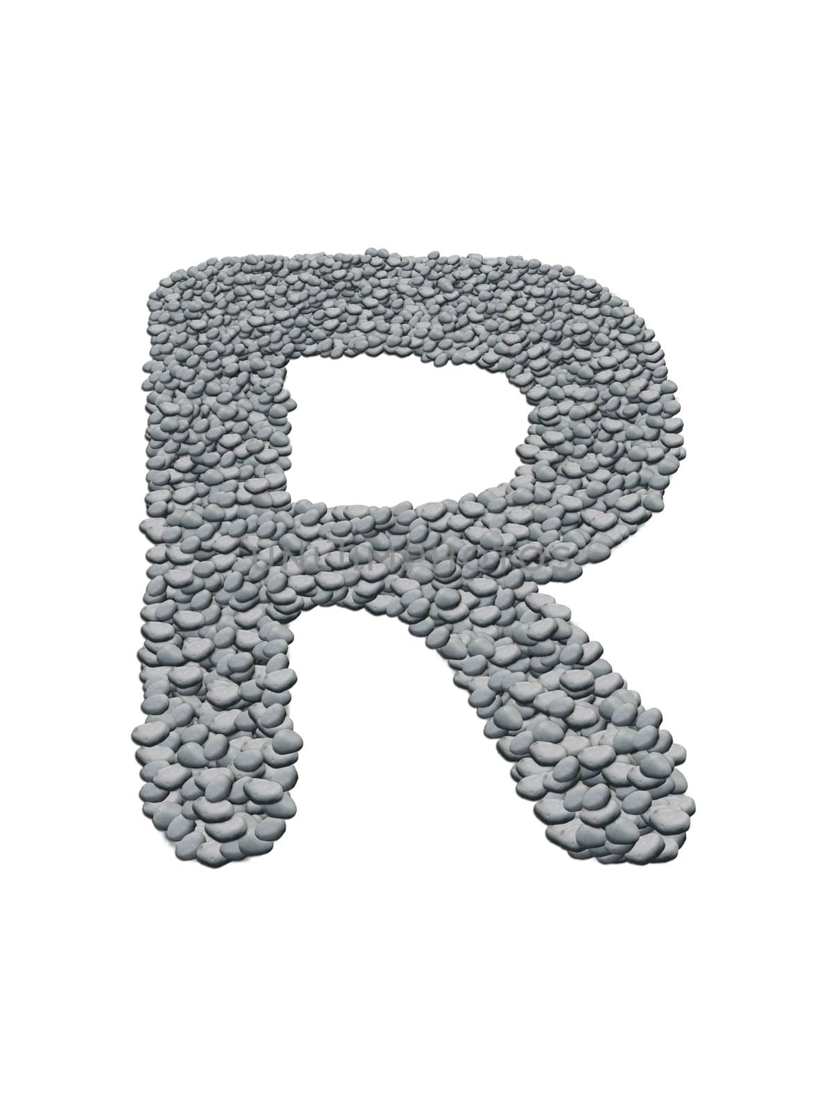 alphabet with stone texture on white background