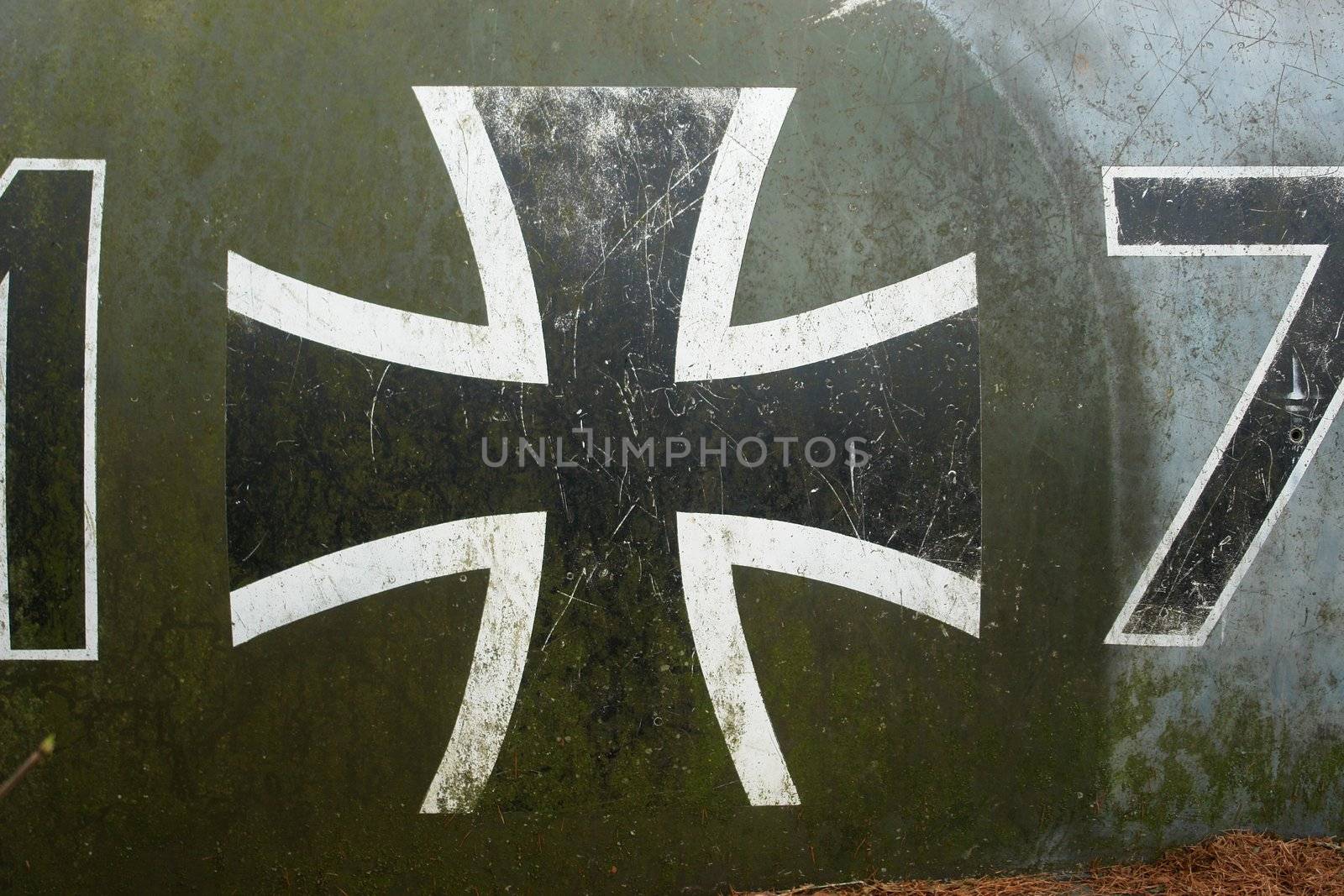 Details of an old grungy army aircraft..