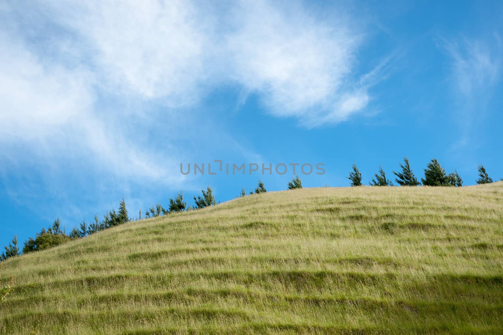 Hill under blue sky and clouds. by brians101
