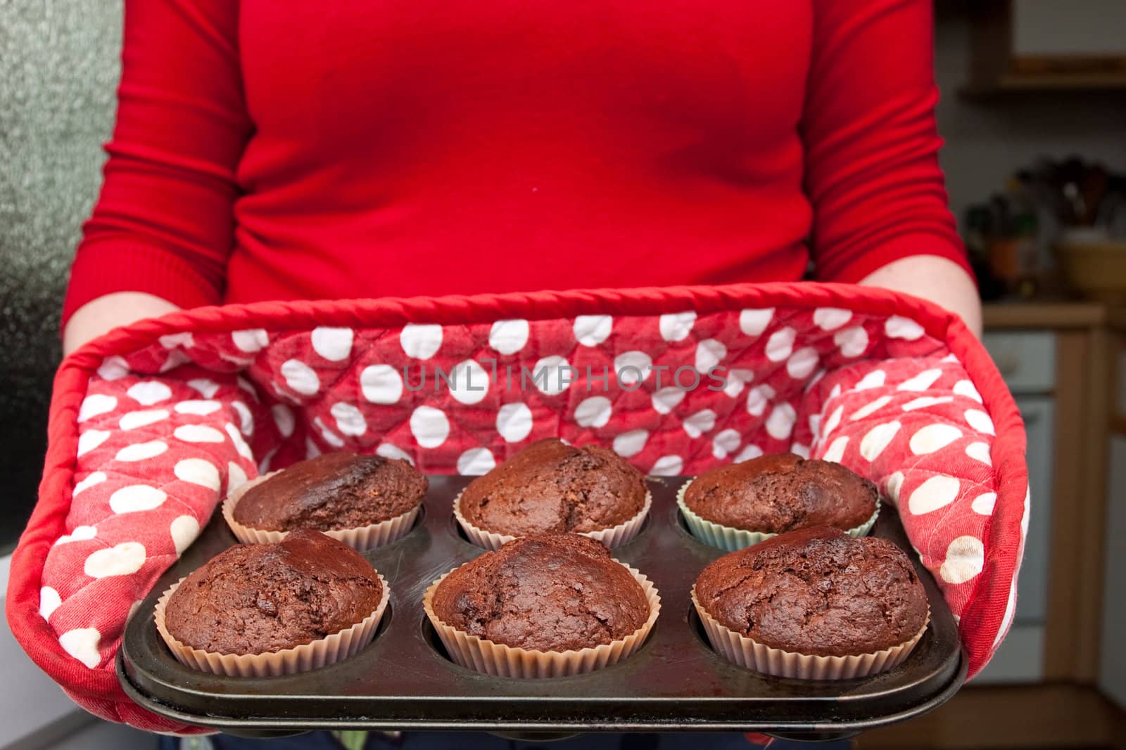 freshly baked chocolate muffins