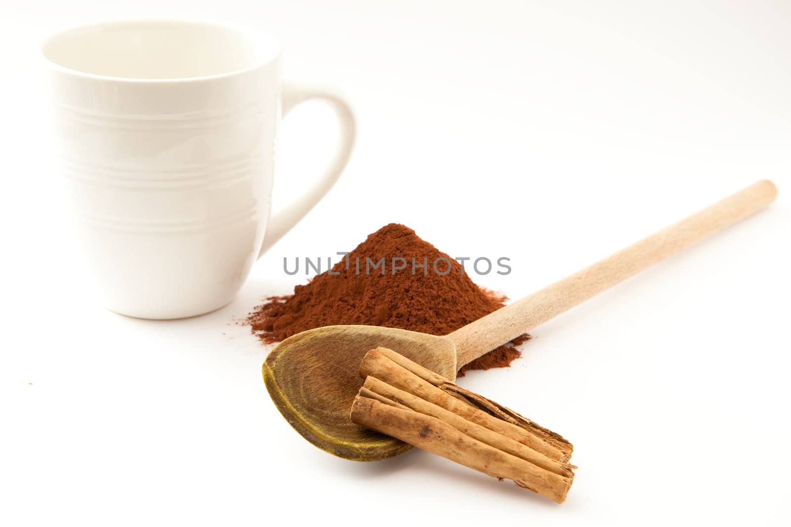 hot chocolate powder on white