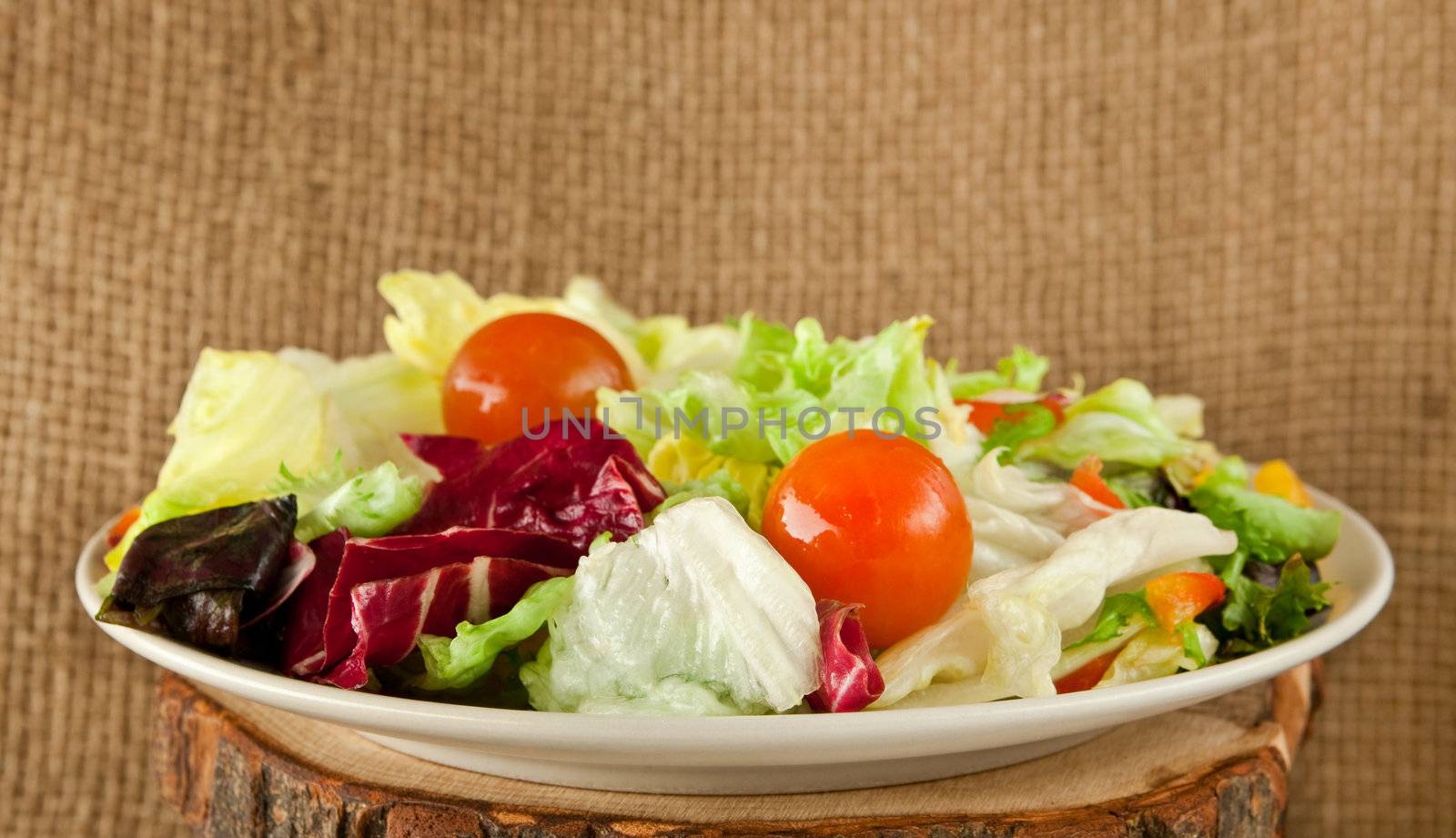 salad on hessian
