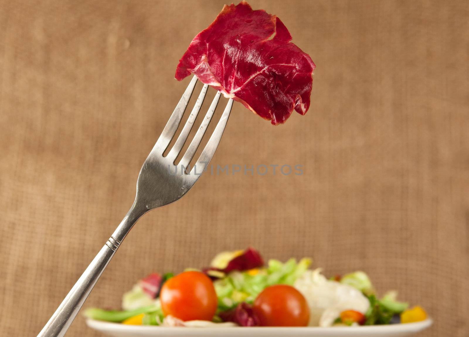 salad on hessian