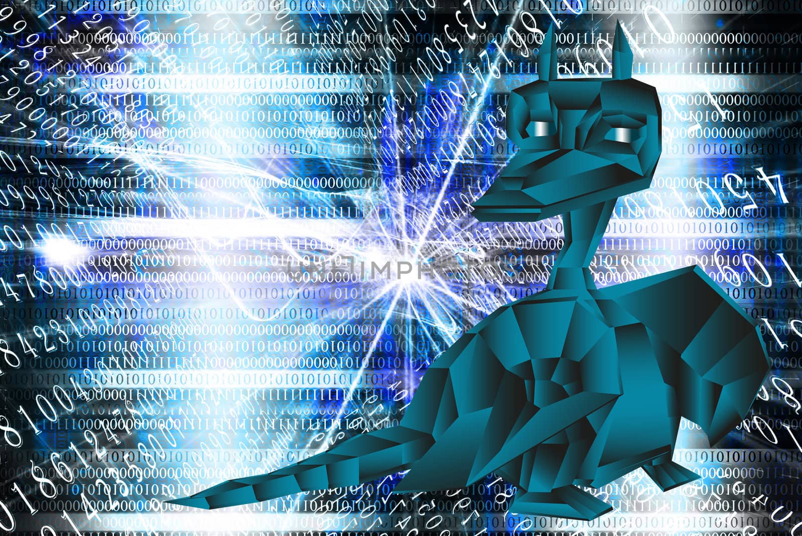 Dark blue fantastic dragon-symbol 2012 New Years. by sergey150770SV