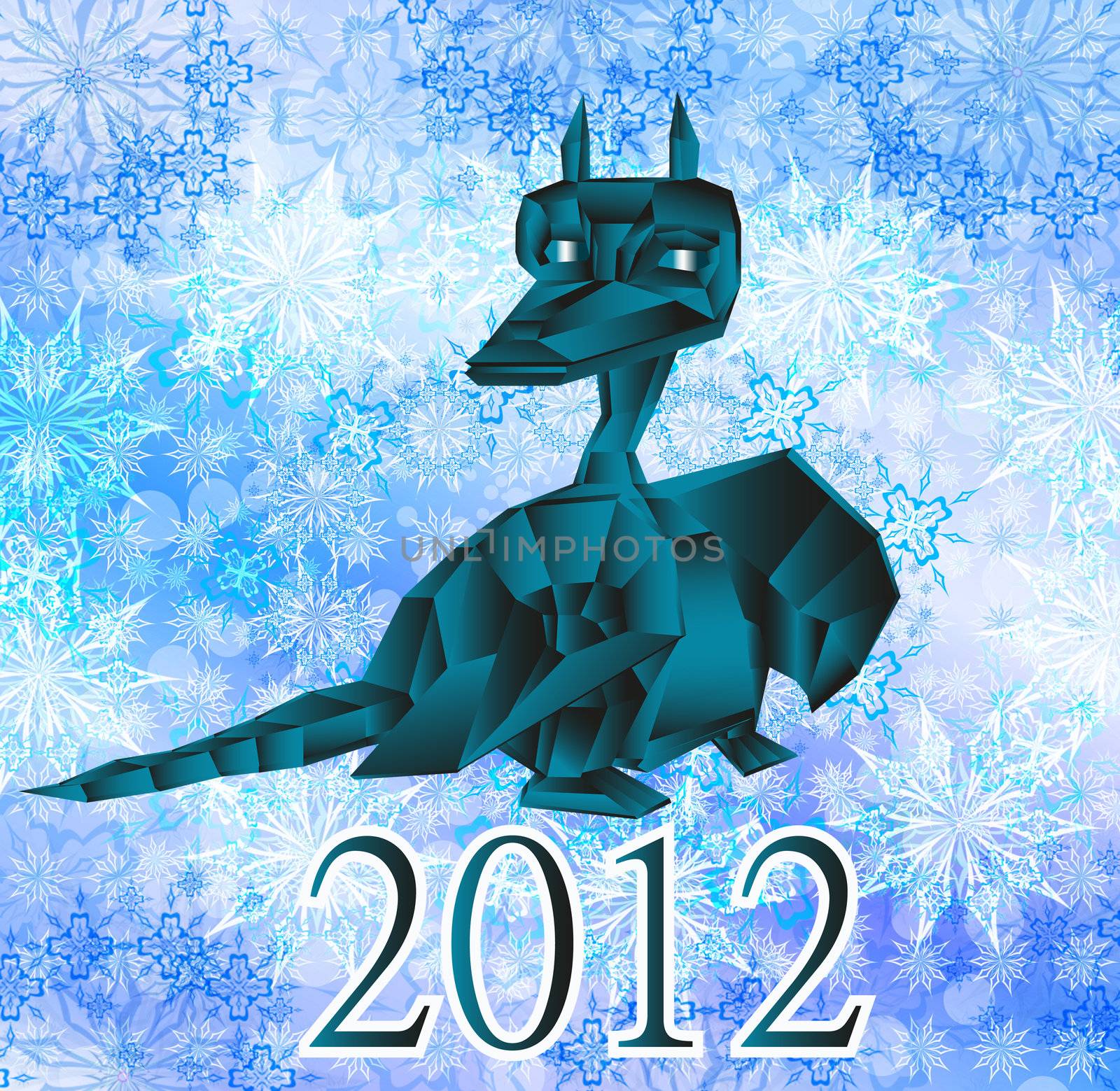 Dark blue fantastic dragon-symbol 2012 New Years.Calendar