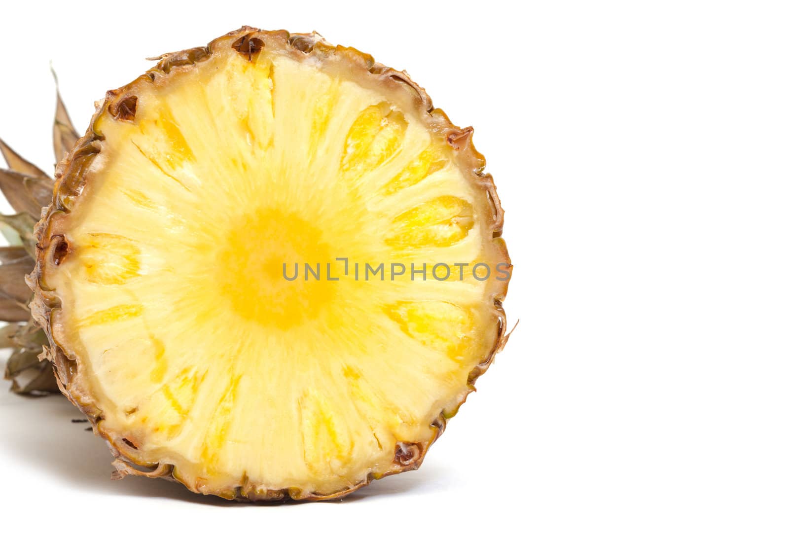 Slice Ripe Pineapple Fruit,  closeup on white background