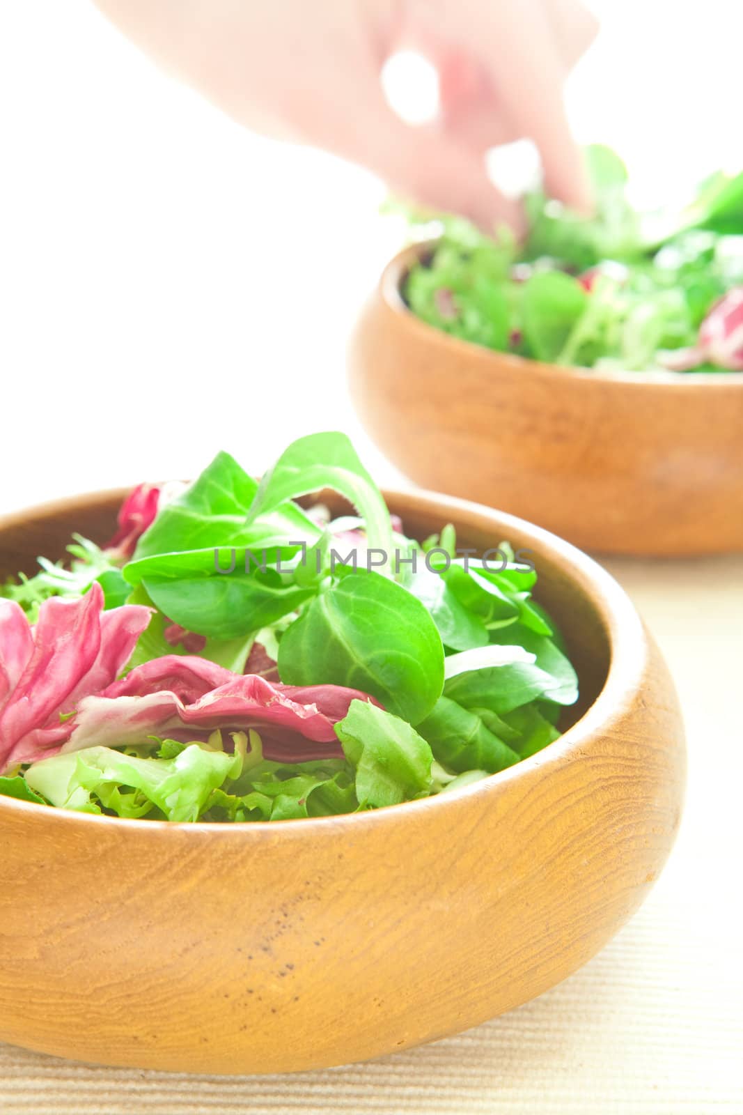 Two bowls of fresh salad